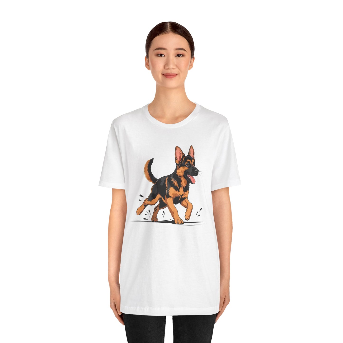 Playful German Shepherd Puppy Tee, Cute Dog Lover Gift, Pet Owner Shirt, Fun Animal Apparel, Unisex T-Shirt for Dog Enthusiasts
