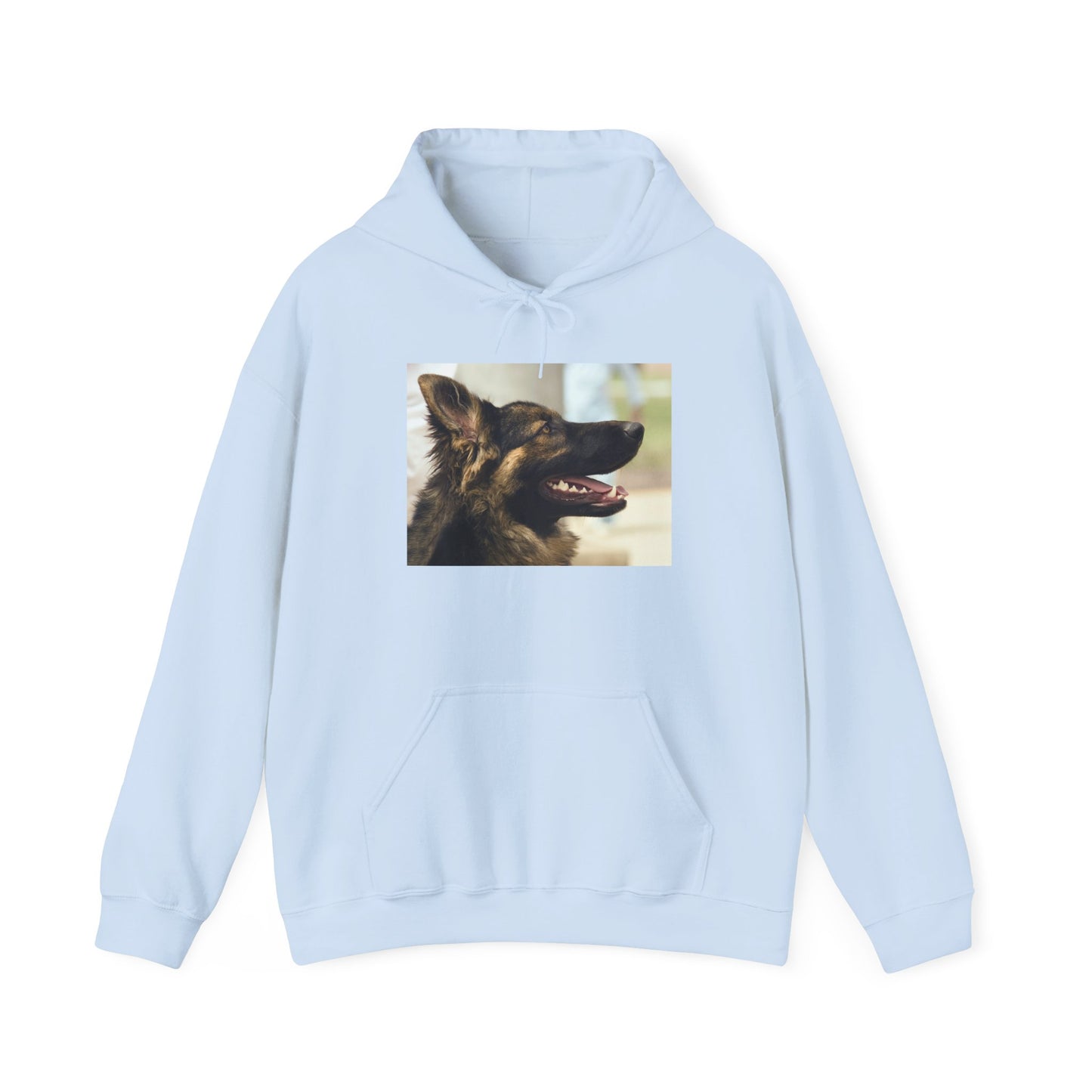 A Unisex Hoodie With Close Up of Working German Shepherd Mouth Opened