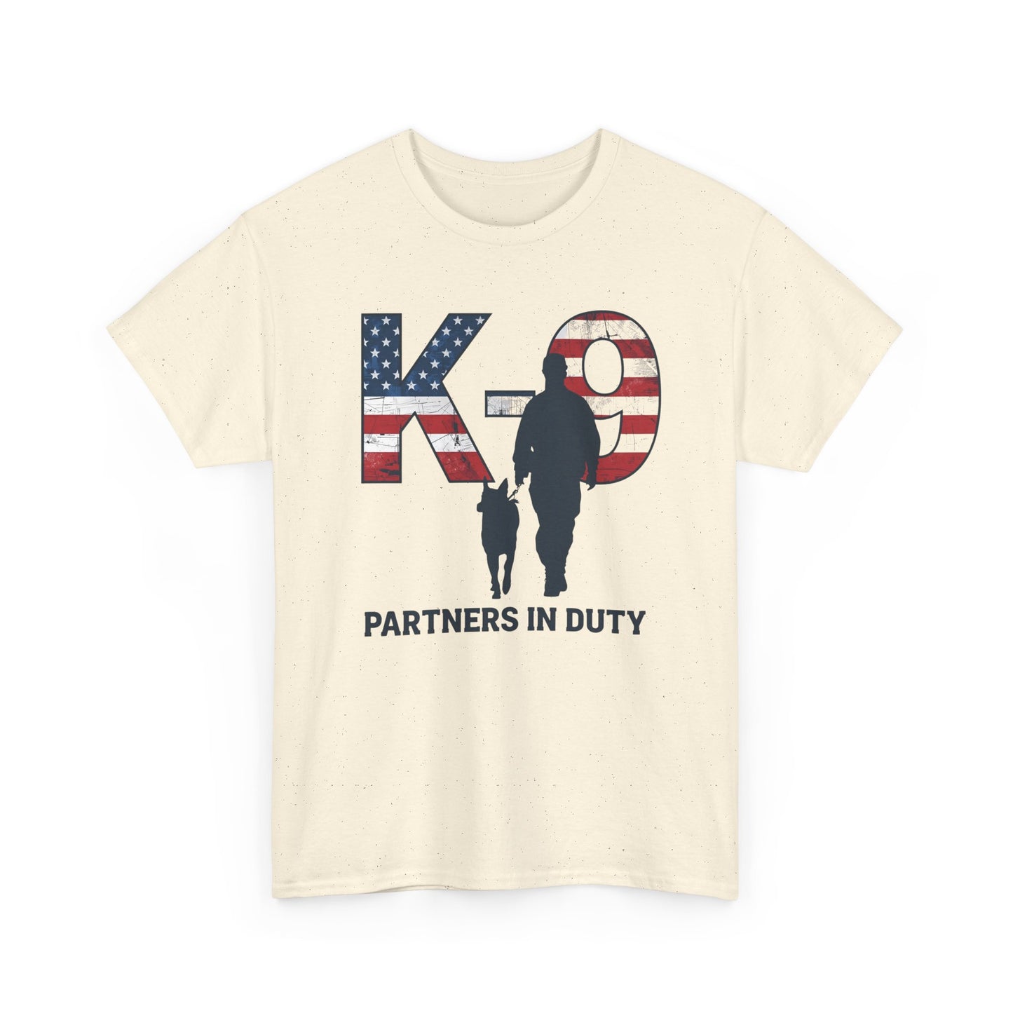 Patriotic K-9 T-Shirt - Partners in Duty Tee | Unisex Heavy Cotton Tee for Dog Lovers, Military Support, Gifts for Dog Handlers