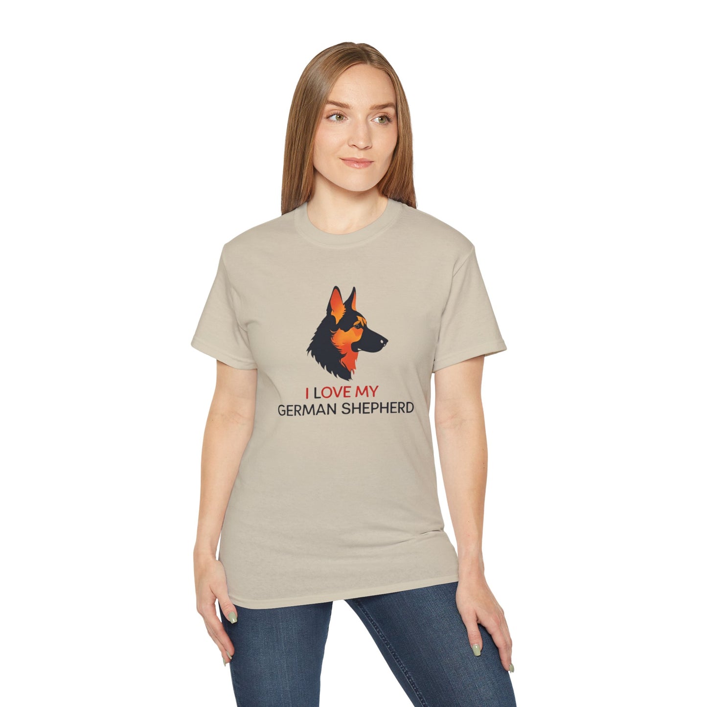 German Shepherd Lovers Unisex Ultra Cotton Tee - "I Love My German Shepherd", Dog Owner Gift, Canine Apparel, Pet Lover T-Shirt