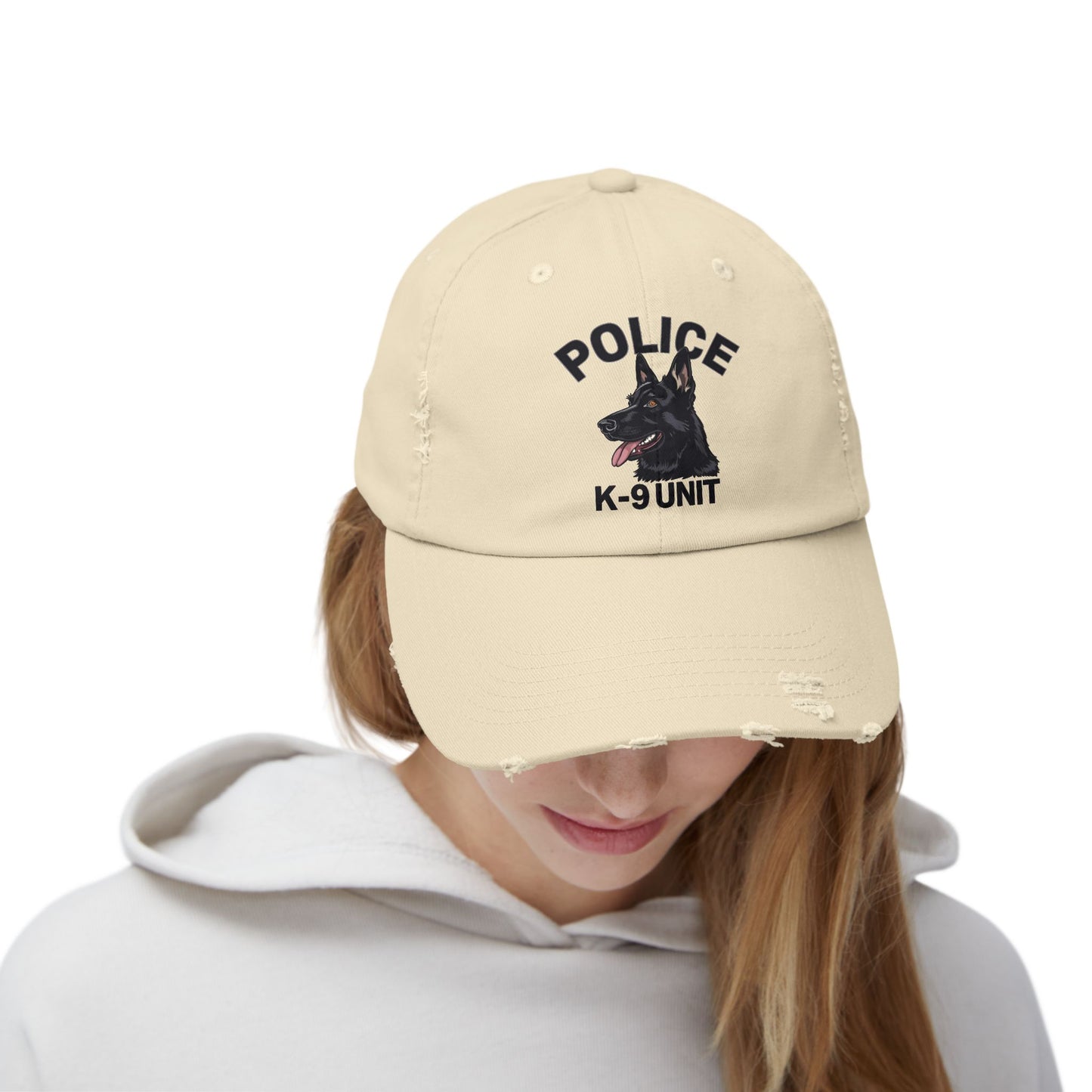 K-9 Unit Police Hat Featuring German Shepherd | Stylish Unisex Distressed Cap | Dog Lover Gift