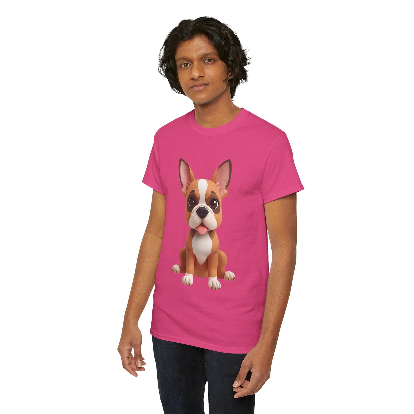 Cute 3D French Bulldog T-Shirt Unisex Heavy Cotton Tee, Dog Lover Gift