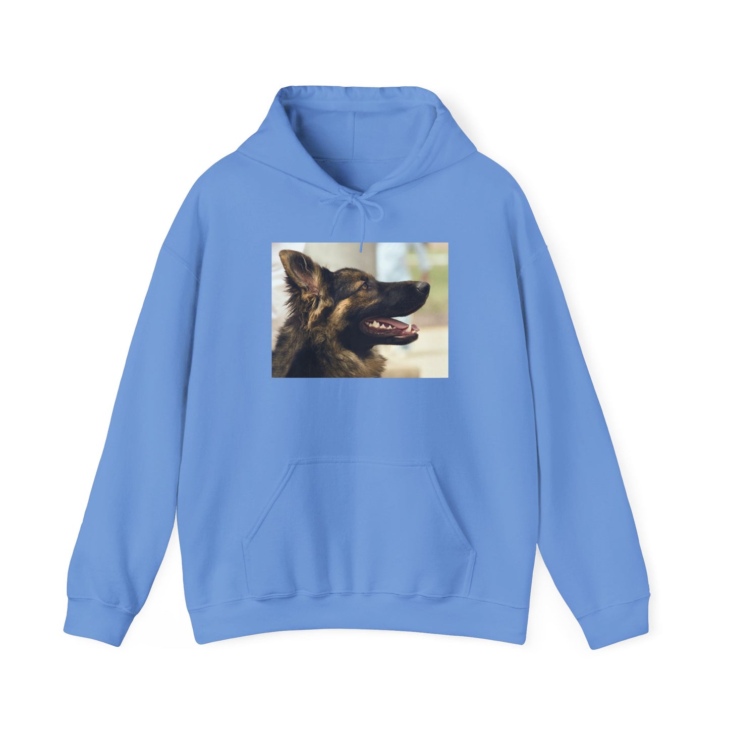 A Unisex Hoodie With Close Up of Working German Shepherd Mouth Opened