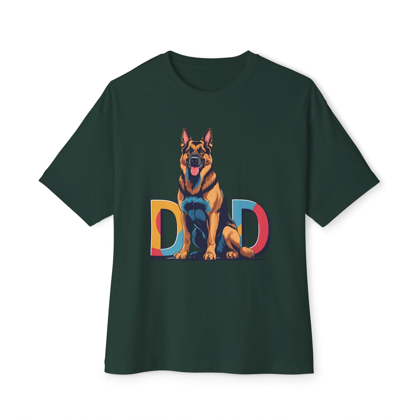German Shepherd Dad Unisex Oversized Boxy Tee, Dog Lover Gift, Pet Portrait Shirt, Casual Streetwear, Animal Lover Apparel