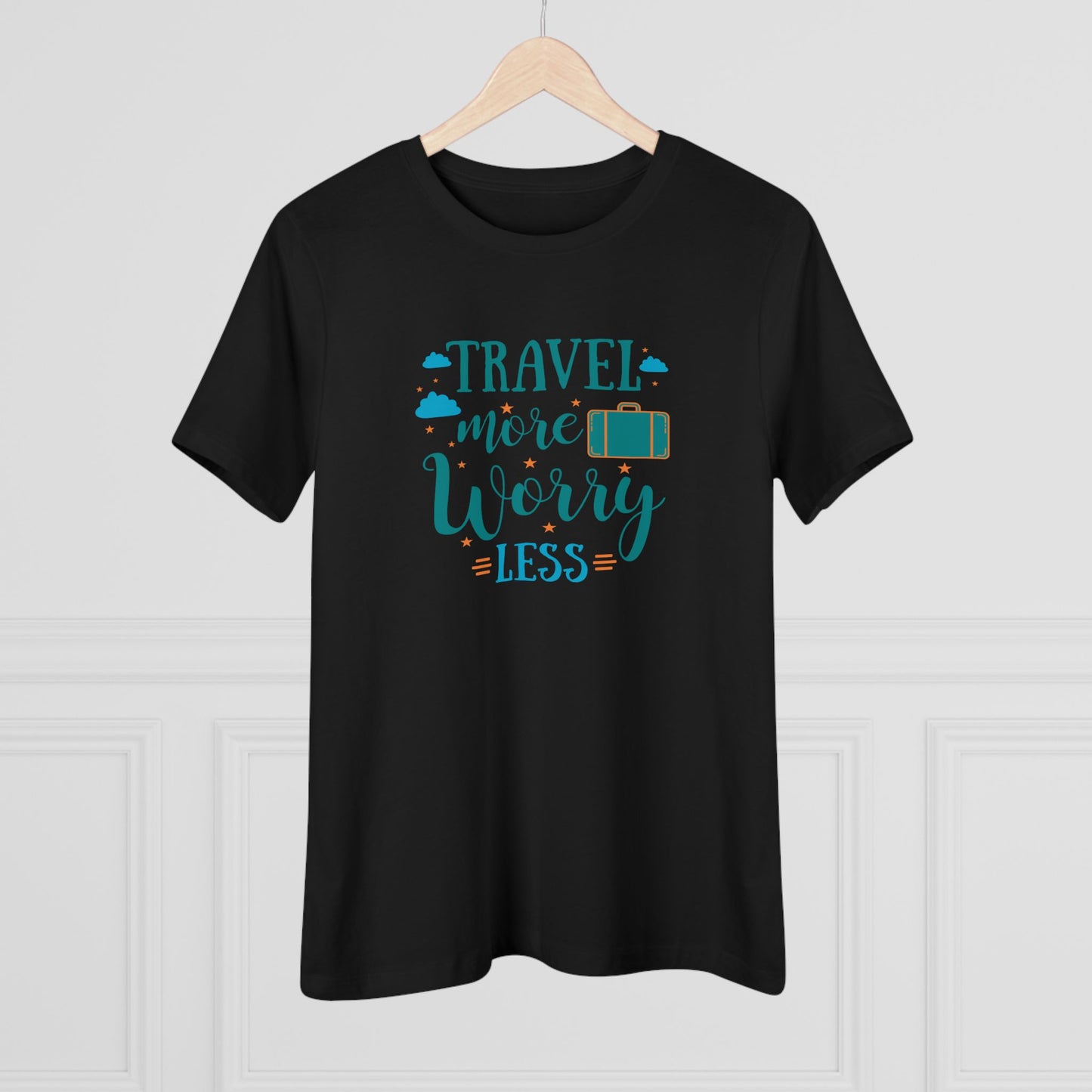 Travel More Worry Less Women's Cotton Tee, Travel Shirt, Vacation Top, Adventure Tee, Gift for Travelers