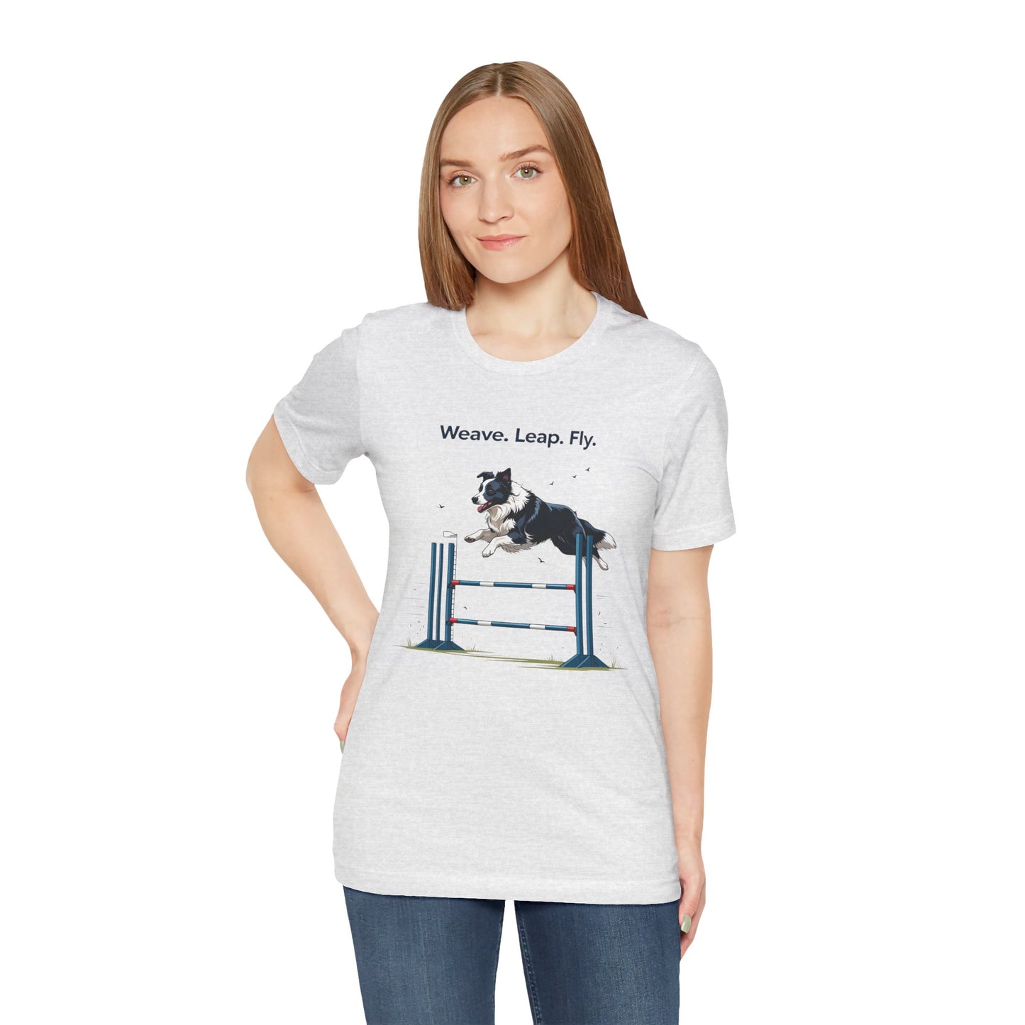 Dog Agility Spirit T-Shirt, Weave Leap Fly Tee, Gifts for Dog Lovers, Pet Enthusiasts, Animal Lovers T-Shirt, Casual Wear, Dog Show Gear