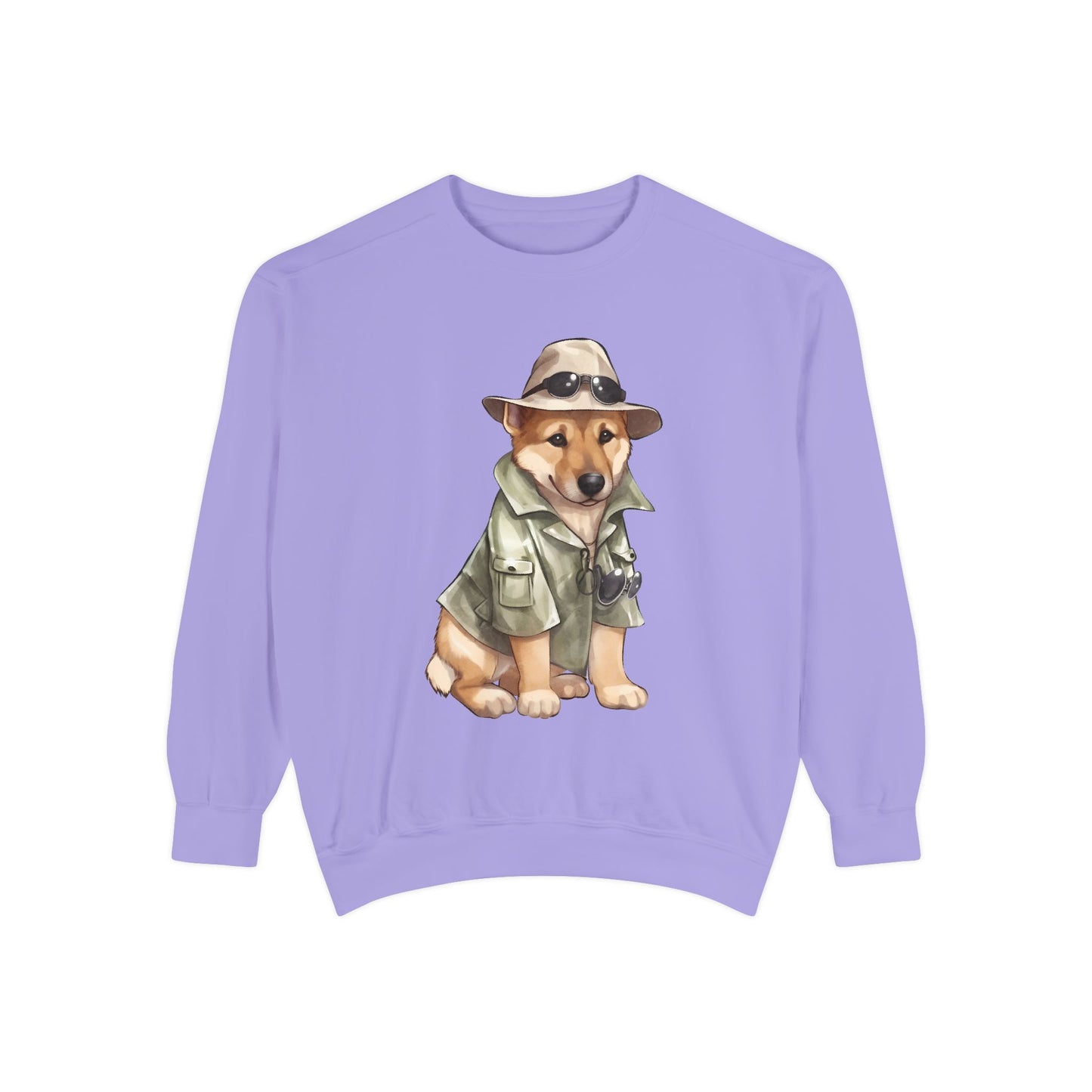 Unisex Dog Lover Sweatshirt With a Graphic of German Shepherd Wearing Detector's Hat and Costume