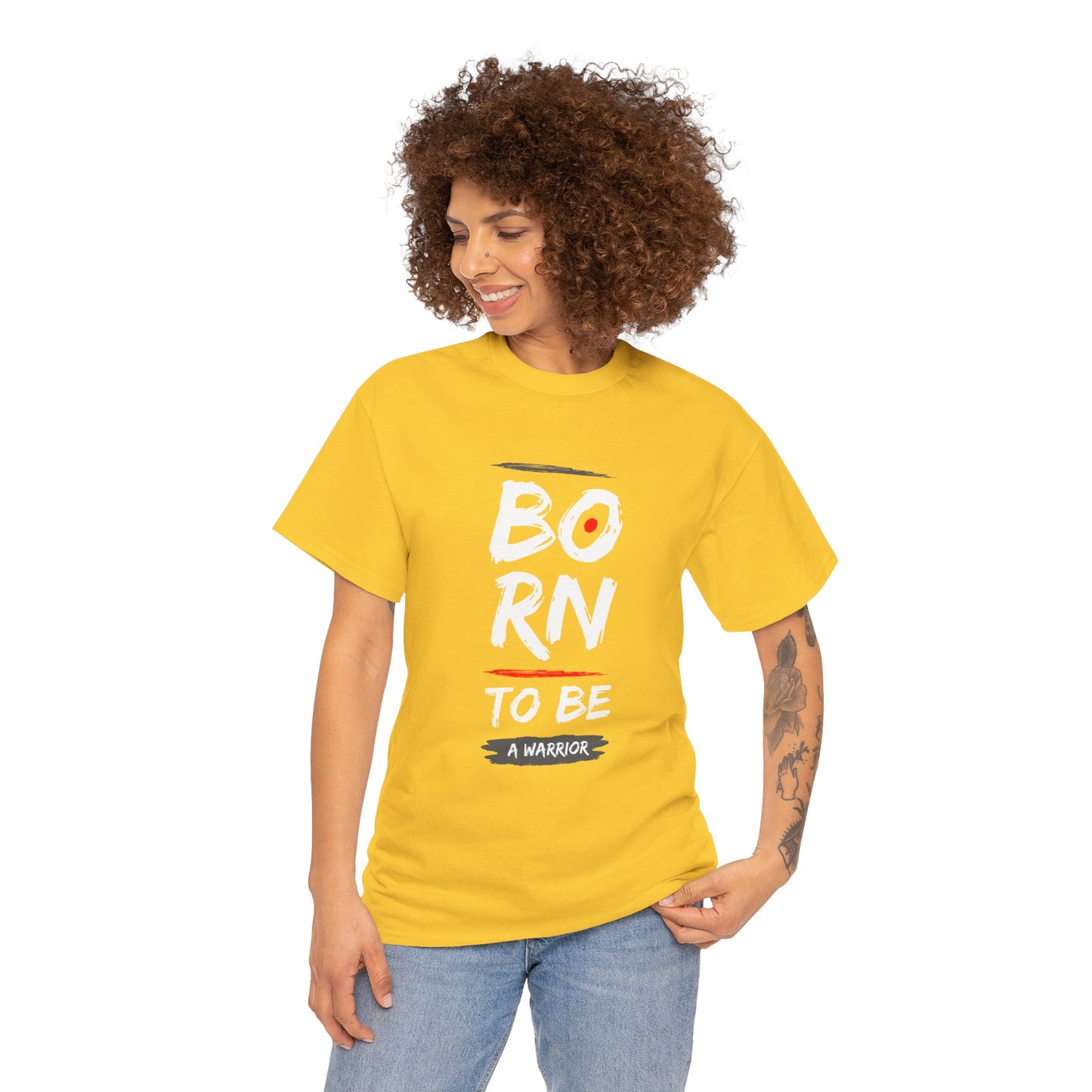 Born to Be a Warrior Unisex Heavy Cotton Tee, Inspirational Shirt for Veterans, Motivational Gift, Fitness Apparel, Casual Wear