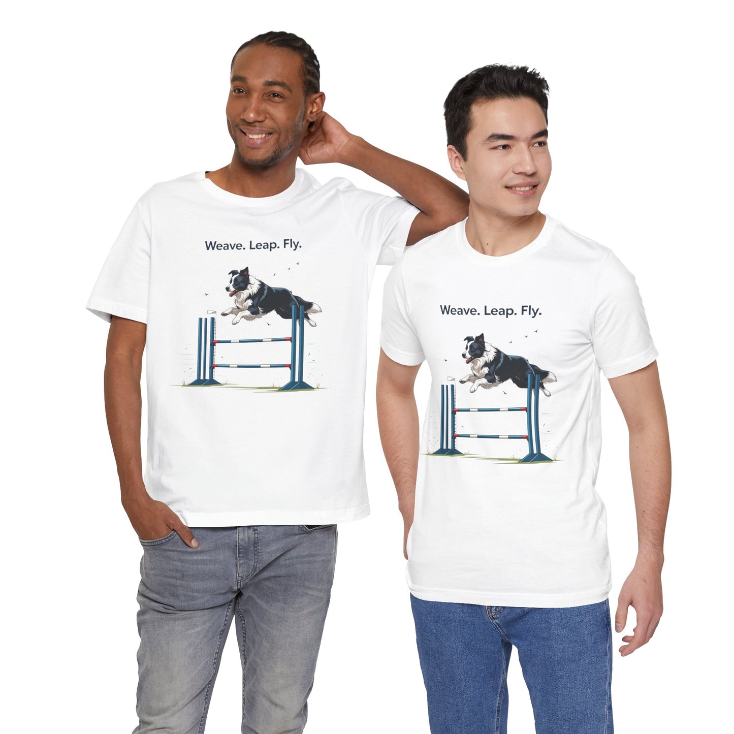 Dog Agility Spirit T-Shirt, Weave Leap Fly Tee, Gifts for Dog Lovers, Pet Enthusiasts, Animal Lovers T-Shirt, Casual Wear, Dog Show Gear