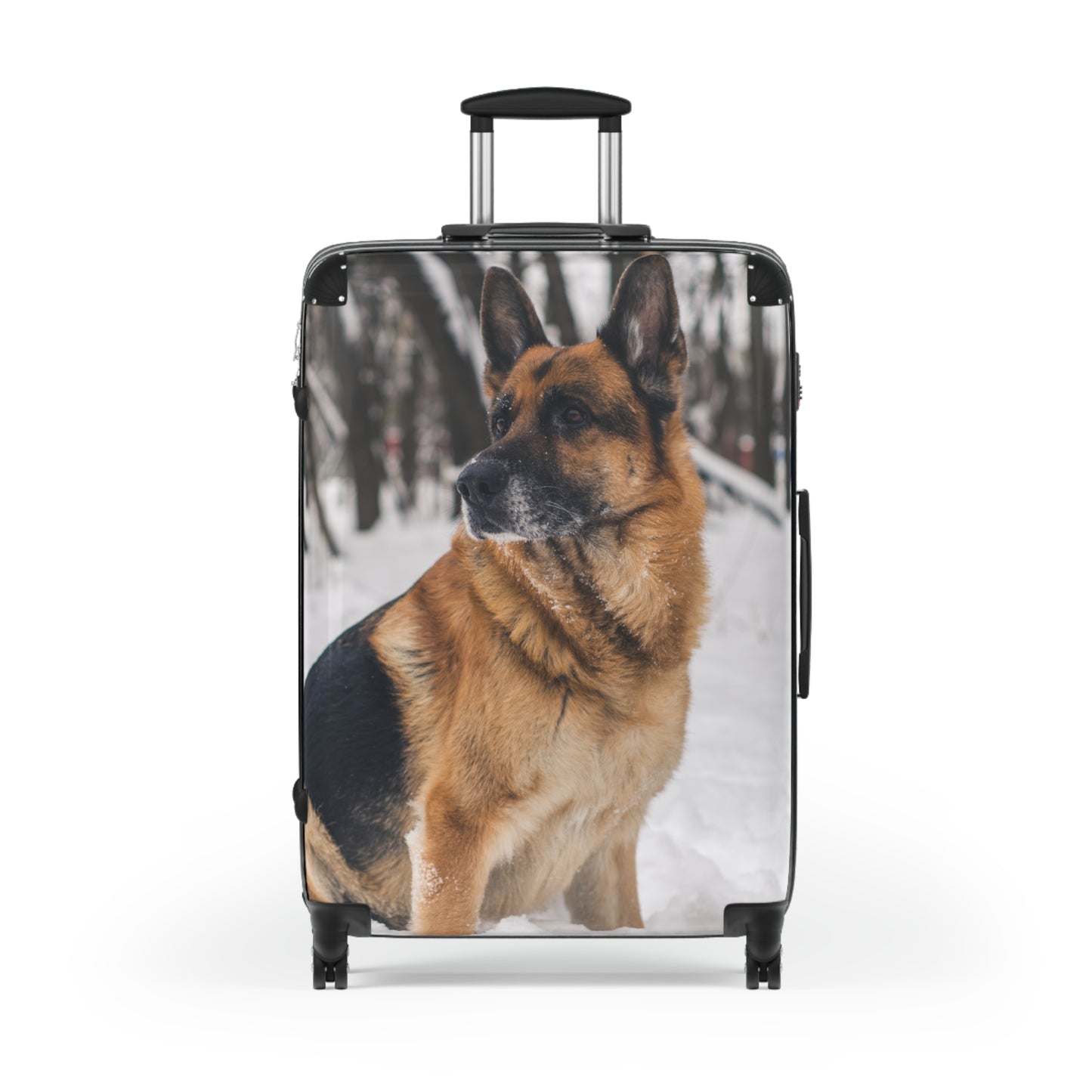 Dog Lover Suitcase Featuring a Beautiful German Shepherd Sloppily Sitting on the Snow