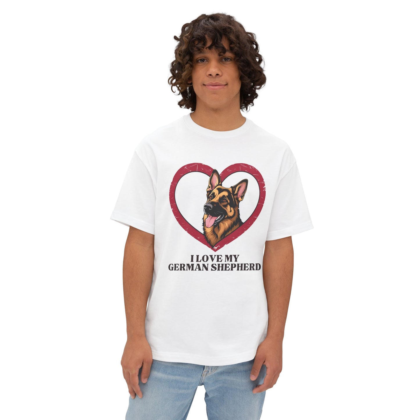 I Love My German Shepherd Unisex Oversized Boxy Tee, Dog Lover Shirt, Pet Owner Gift, Casual Wear, Animal Lover Gift, Birthday Gift
