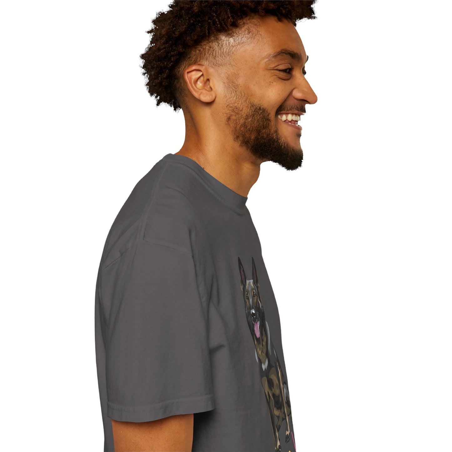 Unisex T-Shirt With a German Shepherd Sloppily Sitting Leaving Tongue Out and Caption I Am Brave