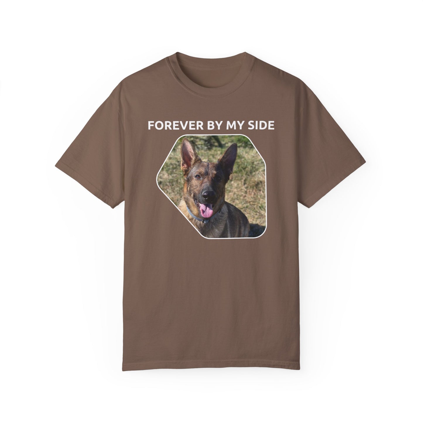 Unisex Dog Lover T-Shirt With Sable German Shepherd and Caption Forever By My Side