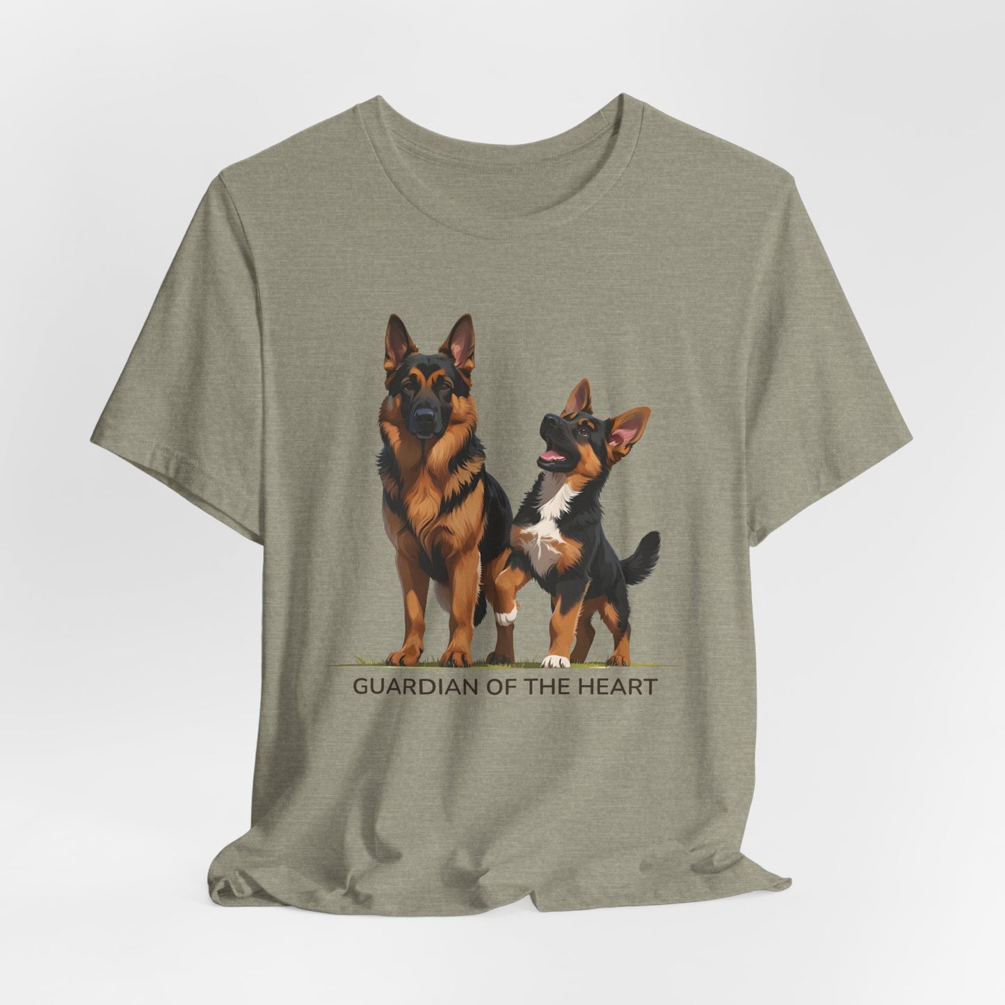 German Shepherd and Puppy Tee - Guardian of the Heart, Gifting for Pet Owners, Cute Graphic Shirt, Perfect for Birthdays, Dog-Themed Apparel
