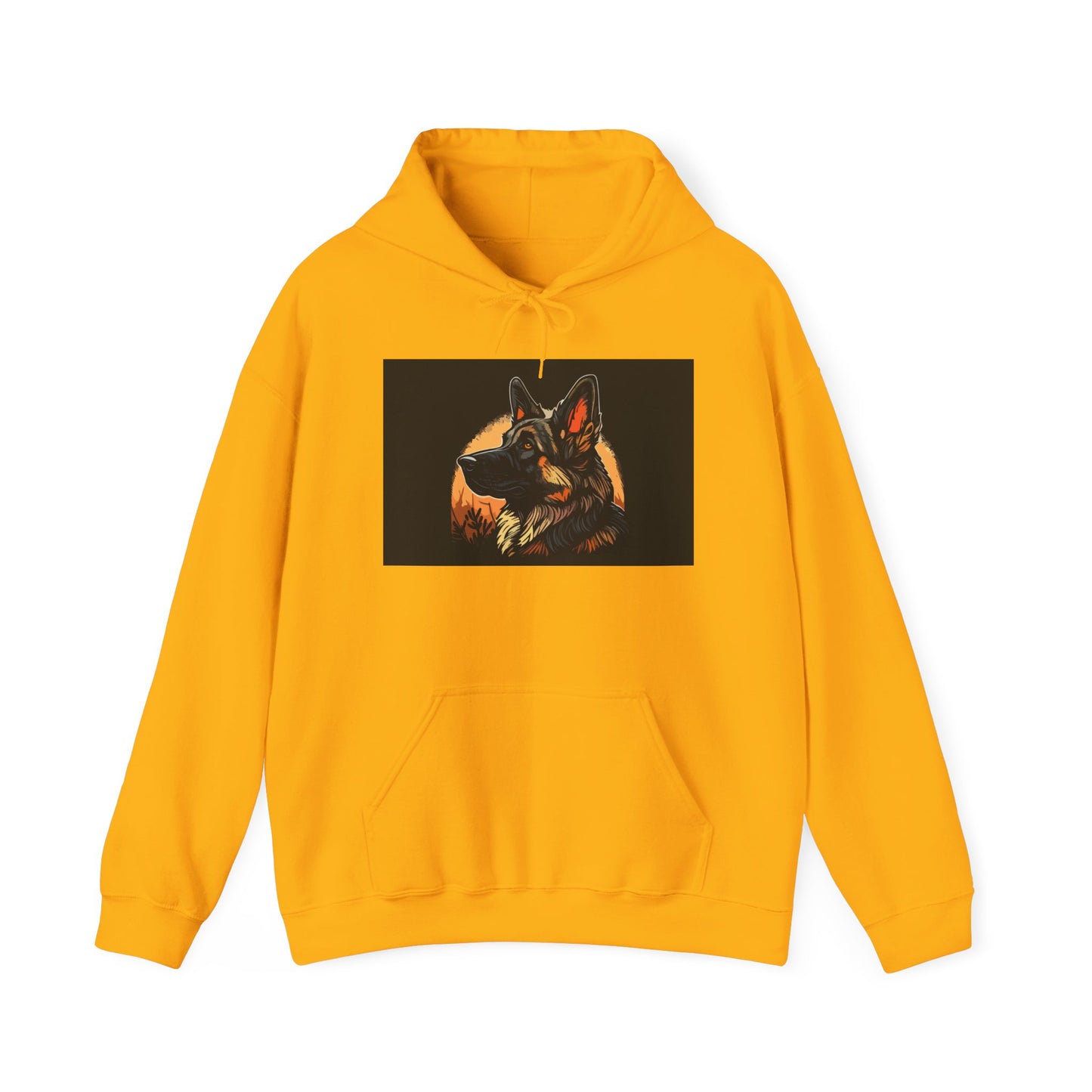 Unisex Dog Lover Hoodie With a Close Up Graphic of a German Shepherd In Front of Moon