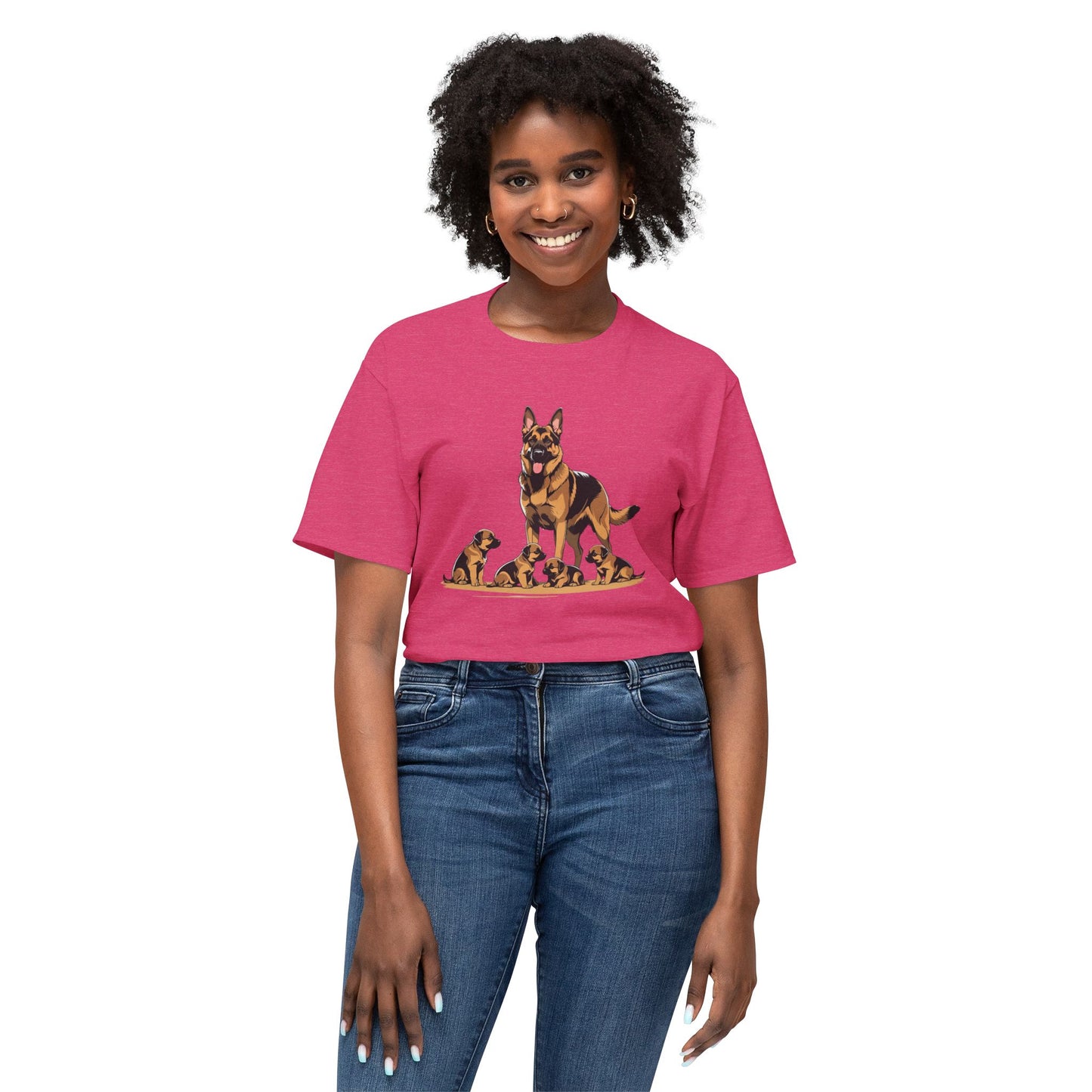 Adorable German Shepherd Family T-Shirt | Dog Lover Gift, Pet Owners Tee, Animal Lovers Apparel, Cute Canine Shirt, Father's Day Gift