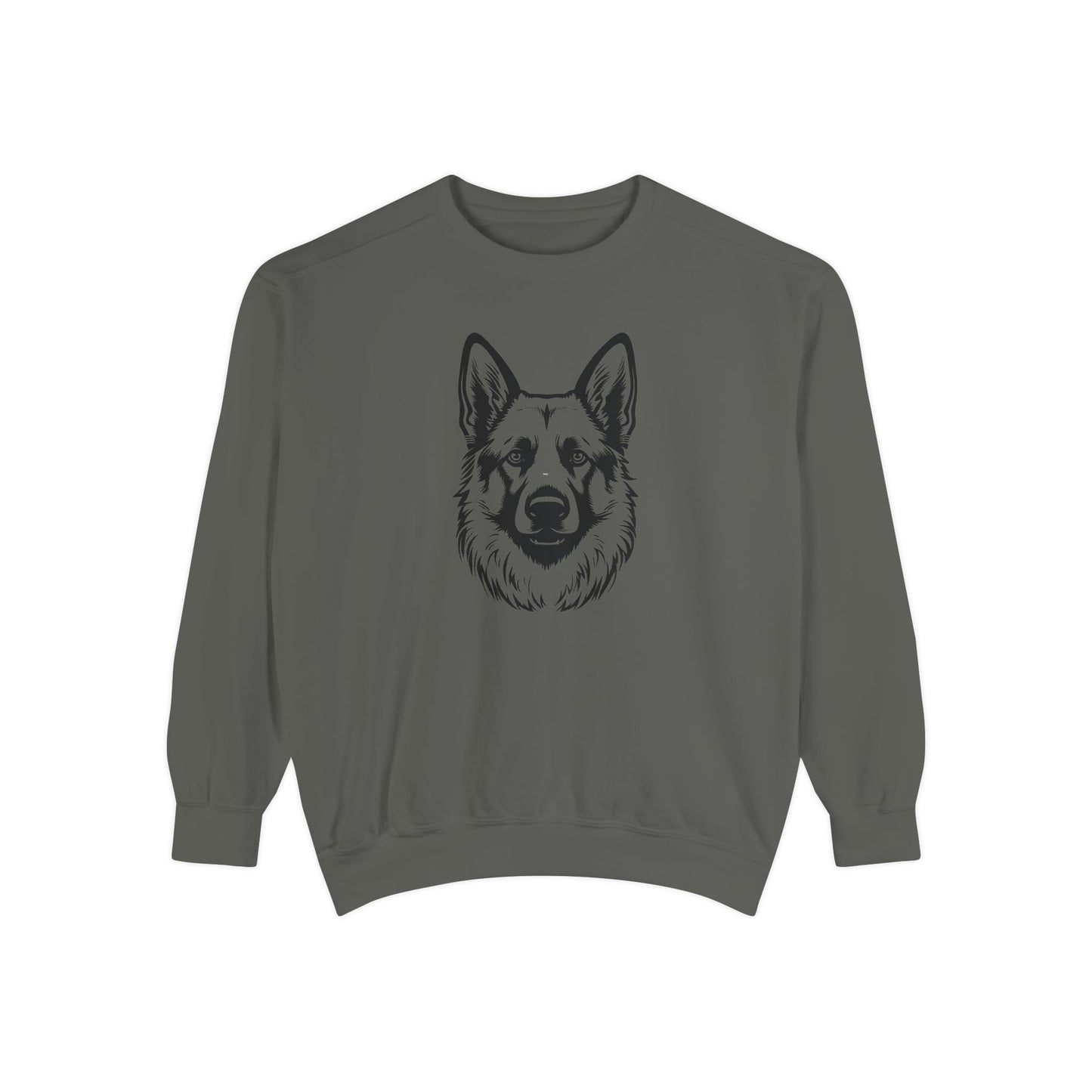 Unisex Dog Lover Sweatshirt With a Close Up Graphic of Black and Transparent German Shepherd