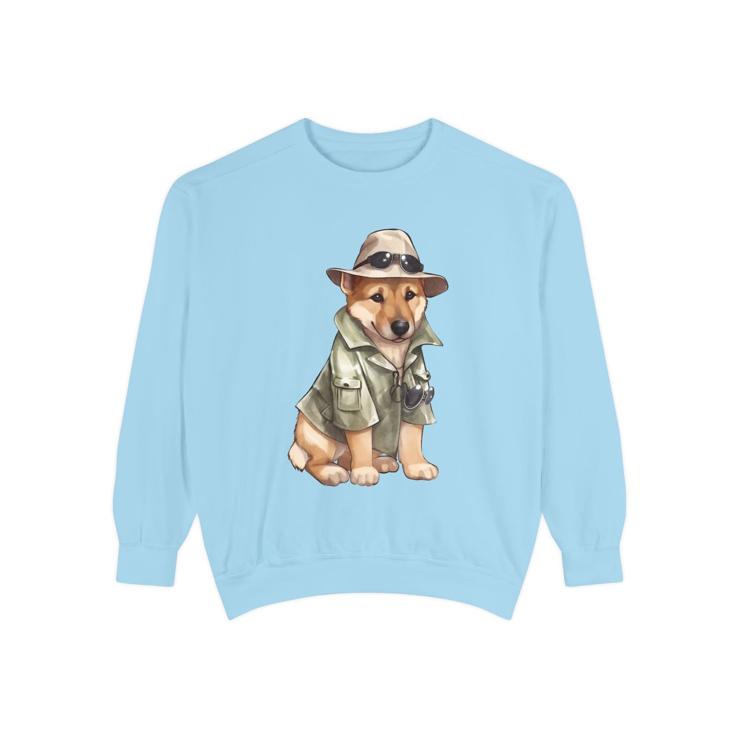 Unisex Dog Lover Sweatshirt With a Graphic of German Shepherd Wearing Detector's Hat and Costume