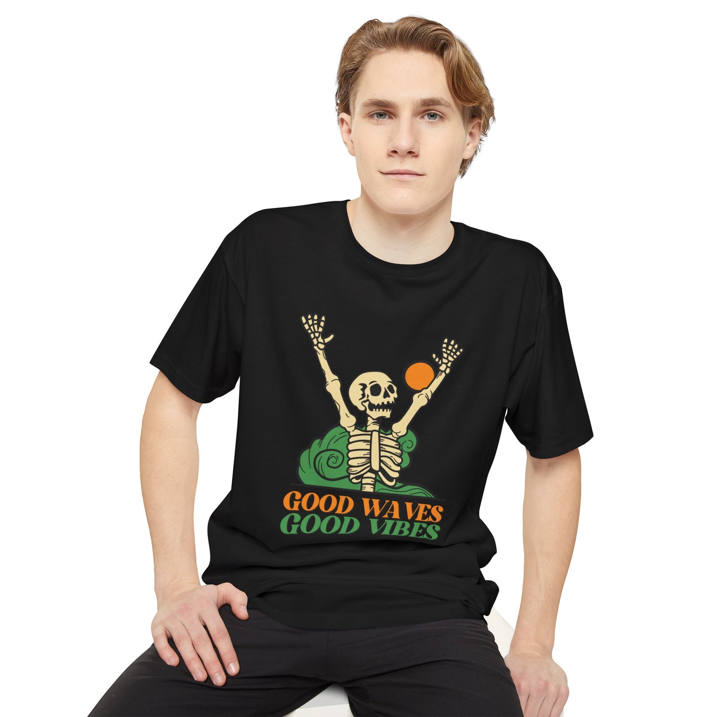 Good Waves Good Vibes Unisex Tee | Casual Summer Shirt, Urban Streetwear, Gift for Beach Lovers, Music Festivals, Adventure Spirit