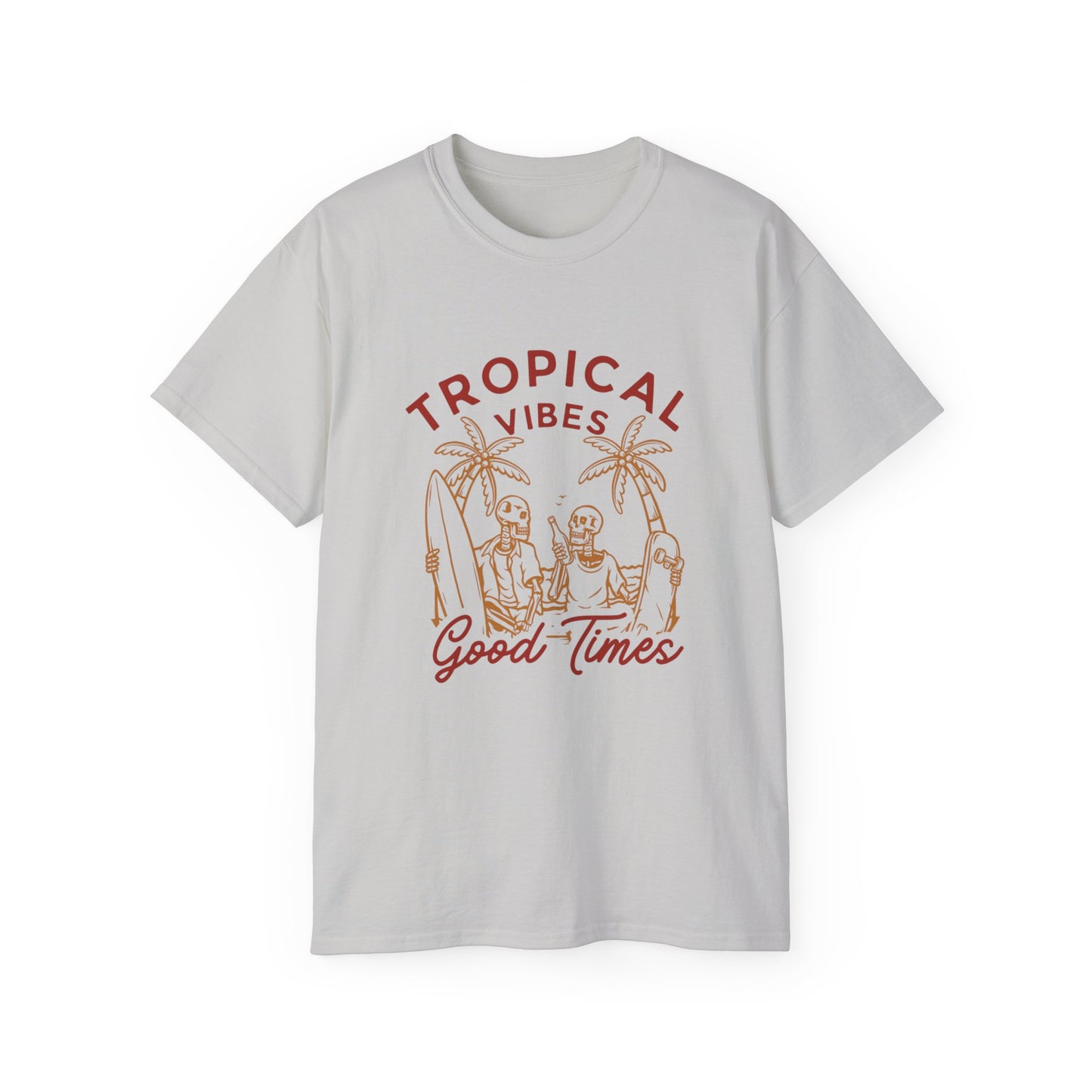 Tropical Vibes Unisex Cotton Tee, Fun Summer Shirt, Vacation Outfit, Beach Party Apparel, Good Times Graphic Tee