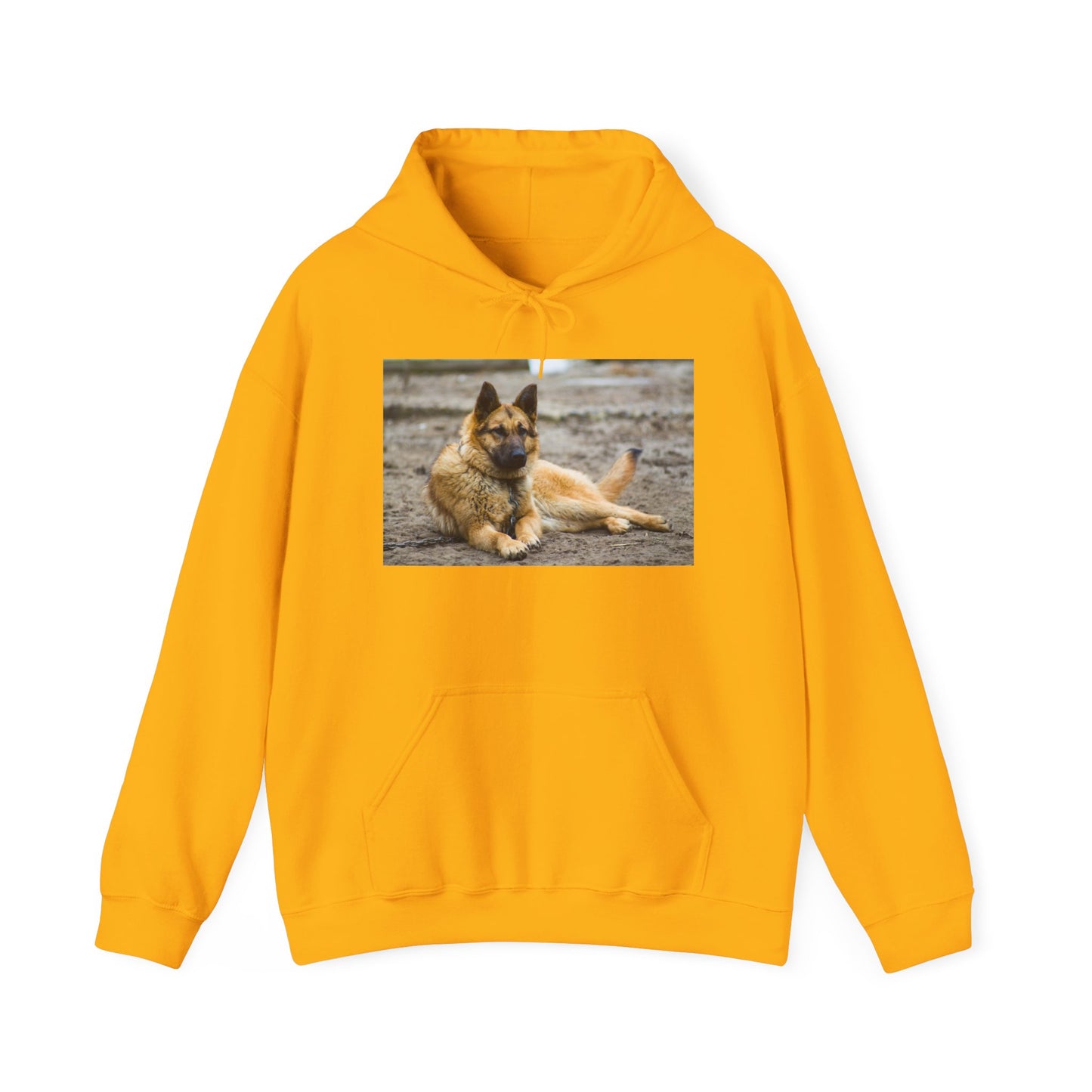 Unisex Hoodie With a Beautiful Tan German Shepherd Lying on the Ground