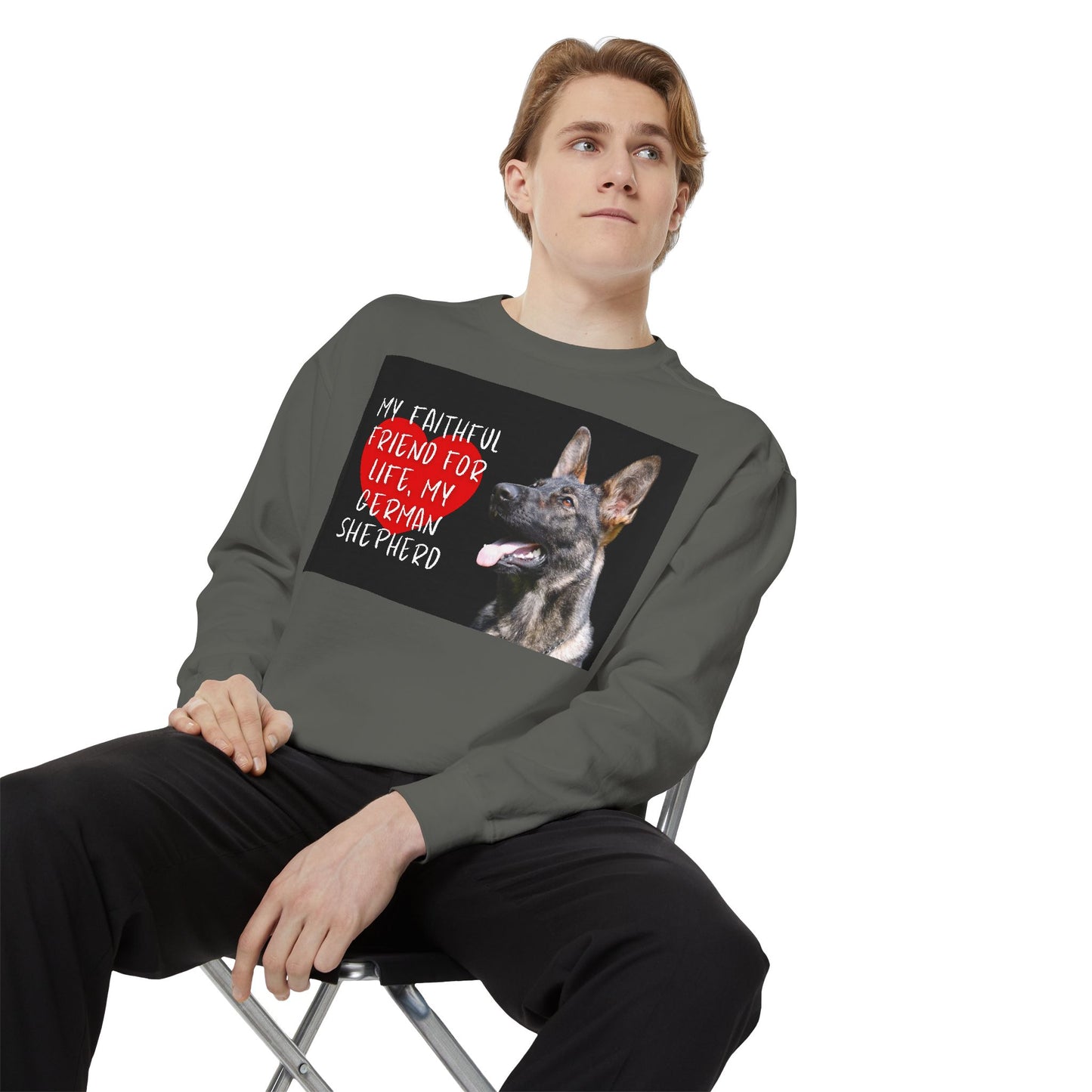 My Faithful Friend German Shepherd Sweatshirt | Unisex Garment-Dyed Pullover for Dog Lovers