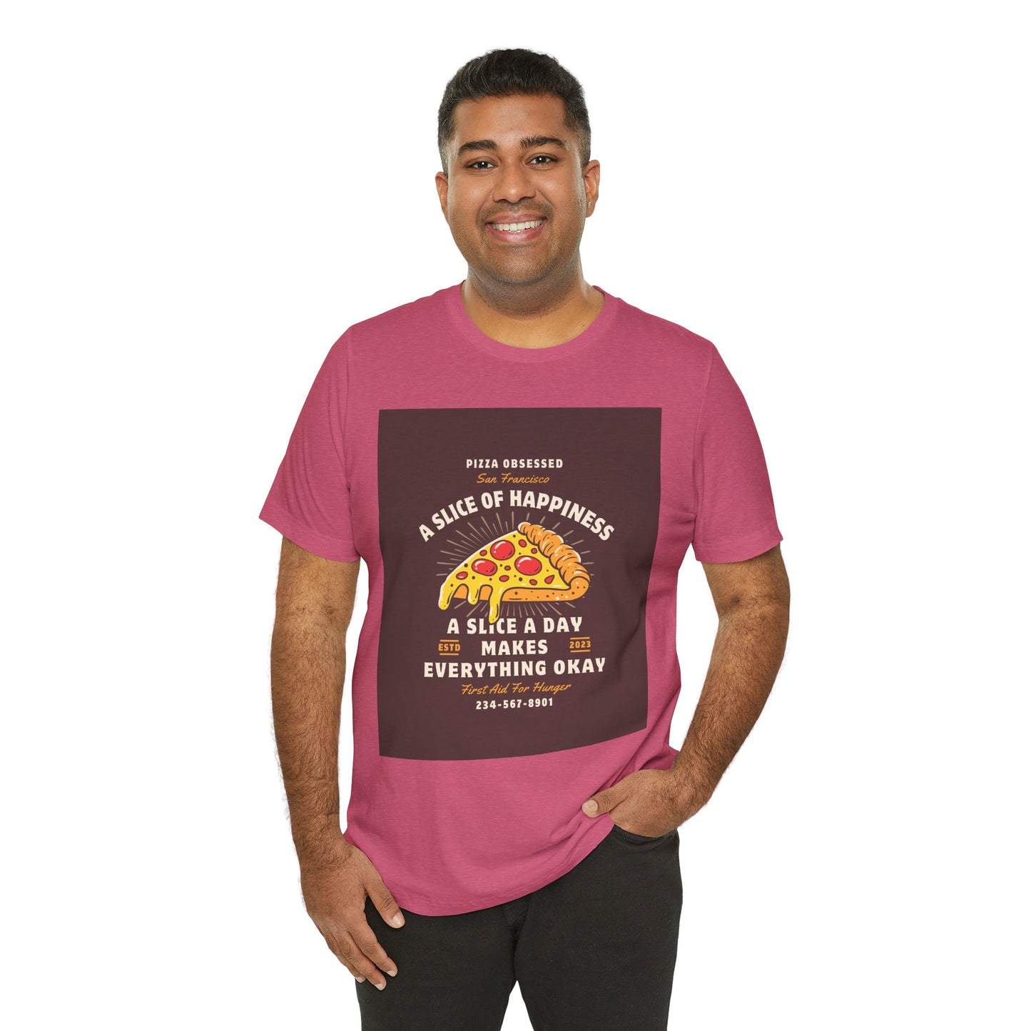 Pizza Lover's Happiness Tee, Fun Unisex T-Shirt, Casual Wear, Gift for Foodies, Pizza Party Attire, Comfortable Daily Shirt