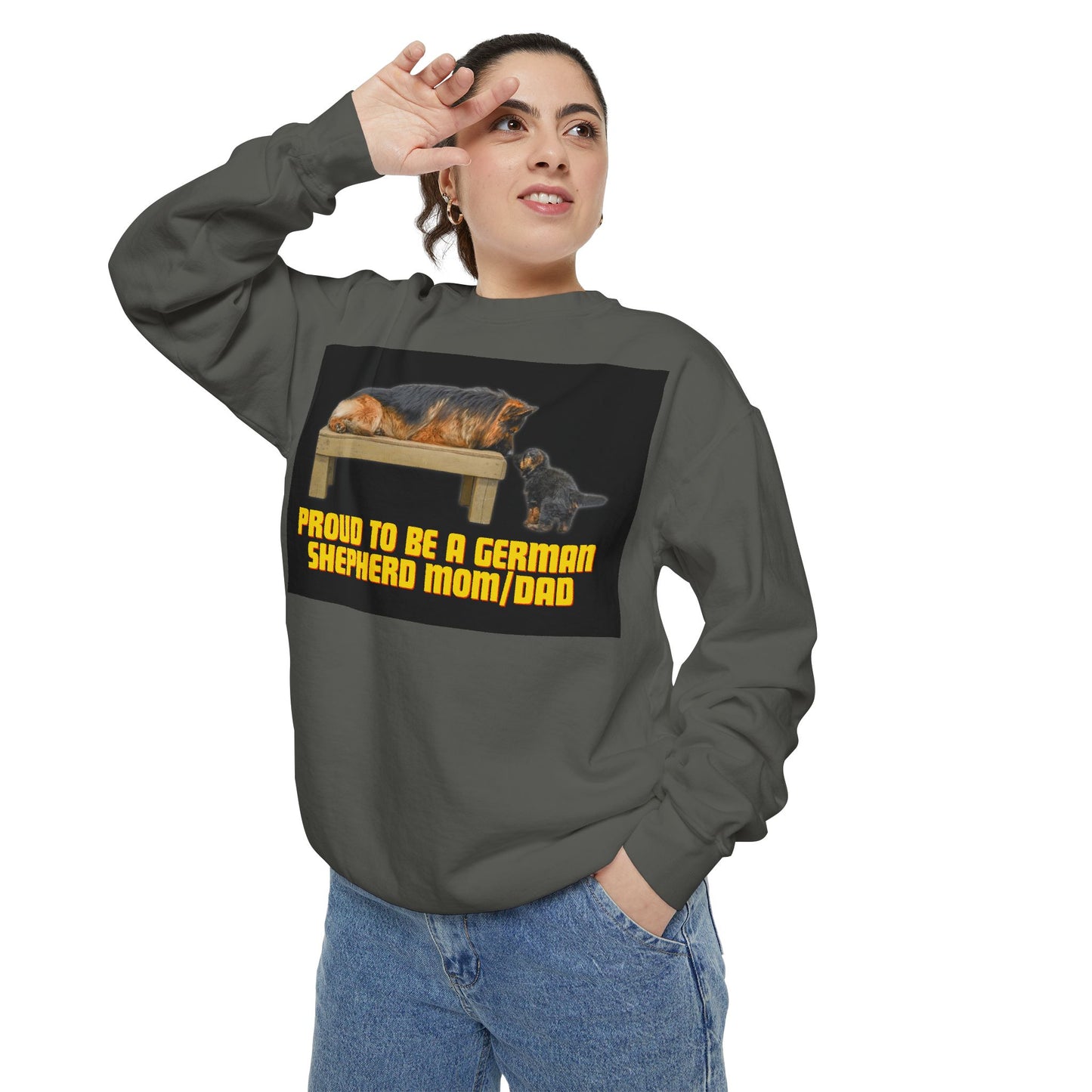 Unisex Proud German Shepherd Mom/Dad Sweatshirt - Garment-Dyed