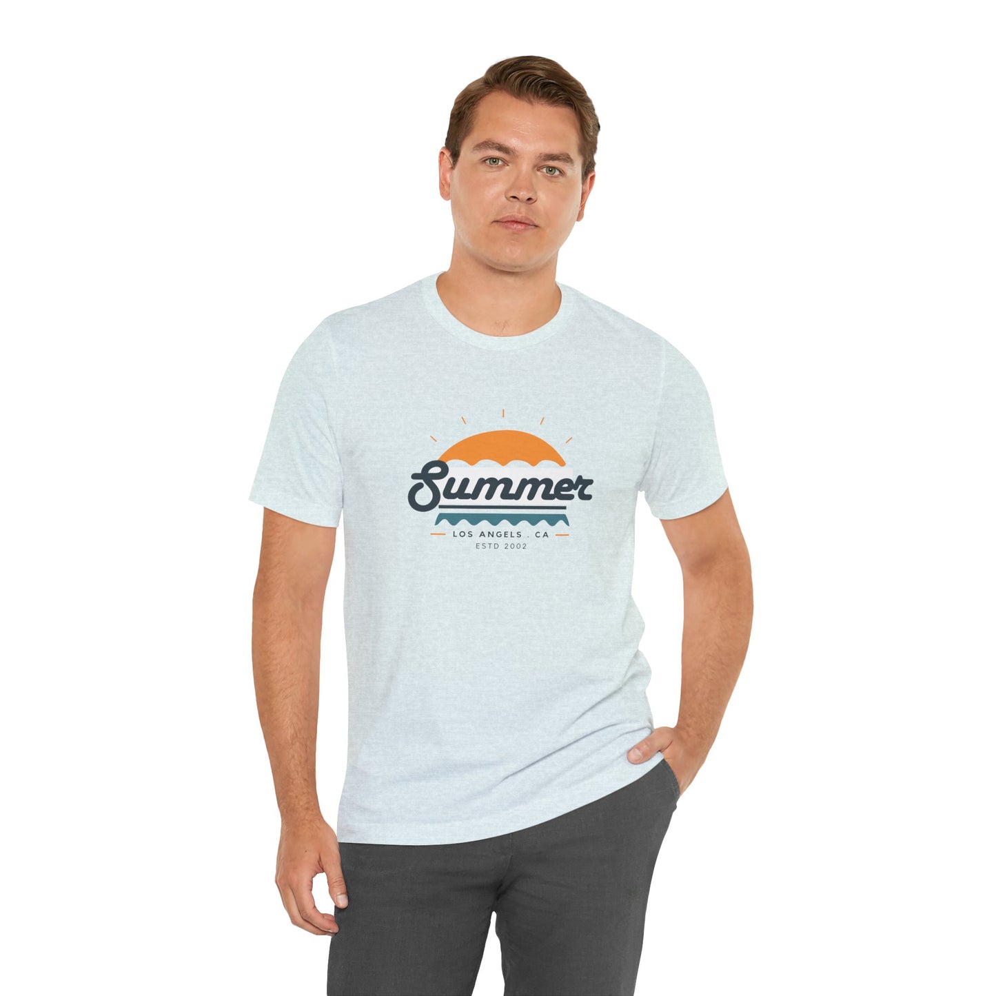 Summer Vibes Unisex Jersey Short Sleeve Tee, Beach Shirt, Casual Summer Wear, Gift for Friends, Coastal Adventure Top, LA Style Tee