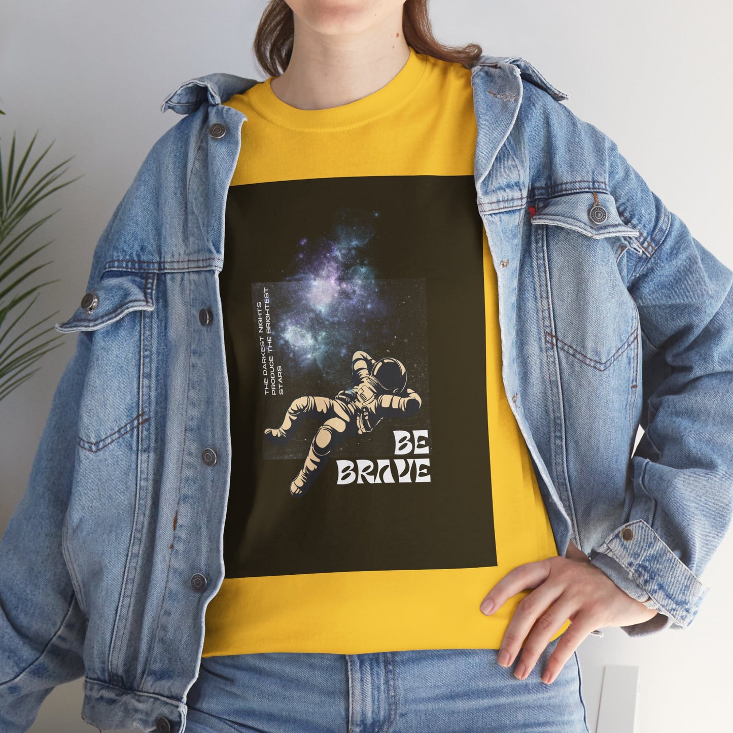 Be Brave Tee, Inspirational T-Shirt, Unisex Cotton Top, Space Graphic Shirt, Motivational Gift, Everyday Wear