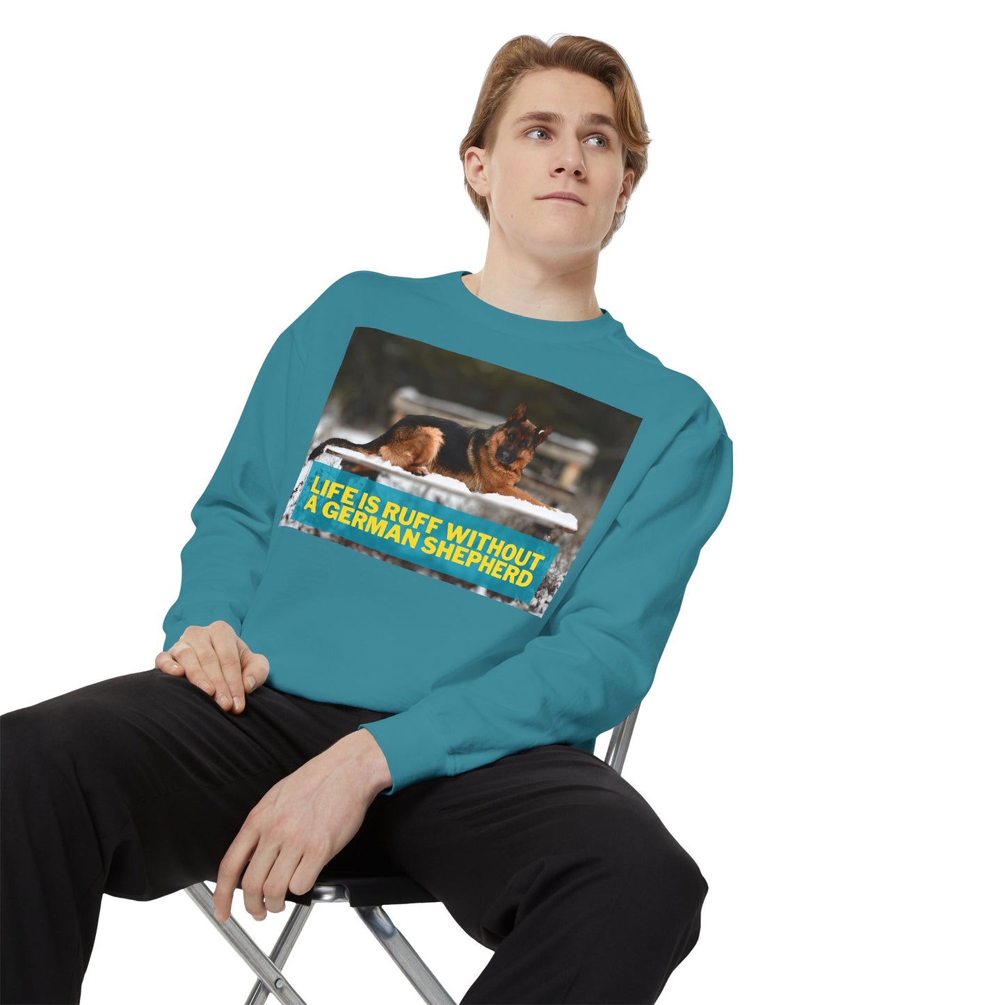 Life is Ruff Sweatshirt - Unisex Garment-Dyed Sweatshirt for Dog Lovers