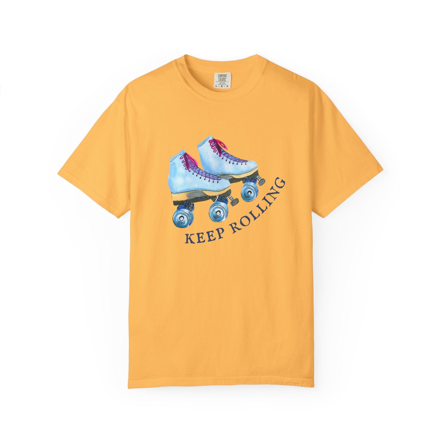 Keep Rolling Retro Roller Skates Tee, Vintage Skate T-shirt, Unisex Garment-Dyed Shirt, Fun Gift for Skating Lovers, Summer Apparel