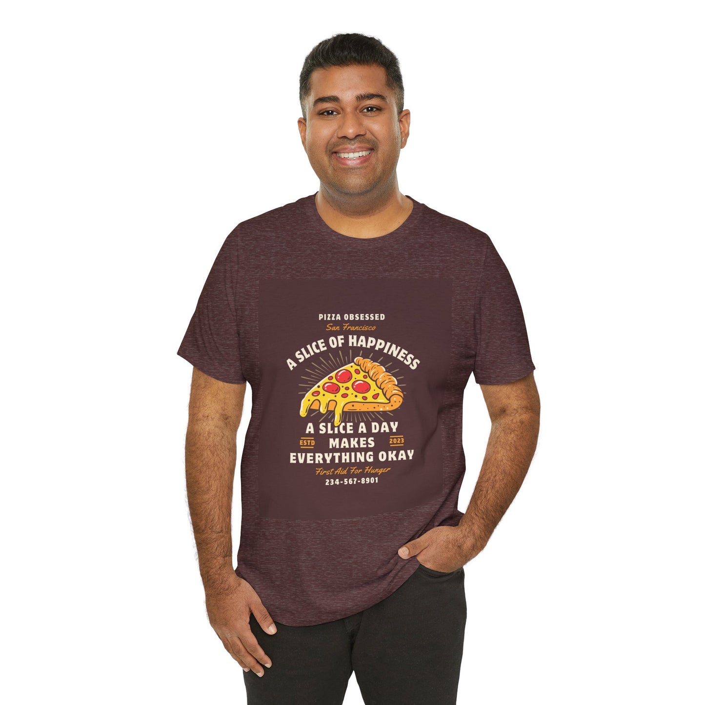 Pizza Lover's Happiness Tee, Fun Unisex T-Shirt, Casual Wear, Gift for Foodies, Pizza Party Attire, Comfortable Daily Shirt