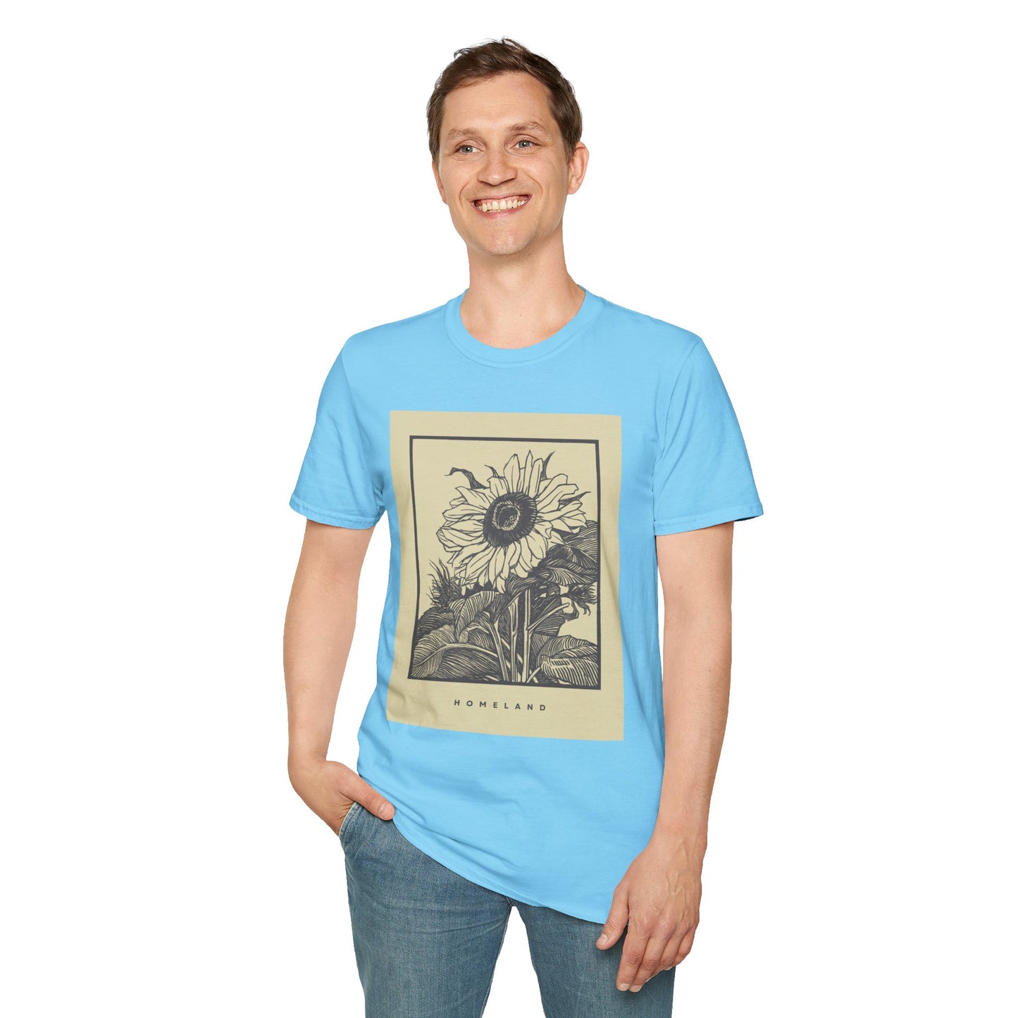 Vintage Sunflower Unisex T-Shirt, Softstyle Tee, Casual Wear, Nature Lover Gift, Summer Fashion, Homelands Design
