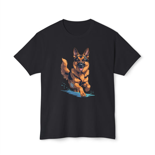 Running German Shepherd Dog Unisex HD Cotton™ T-shirt, Pet Lover Gift, Casual Wear, Animal Print Apparel, Funny Dog Shirt