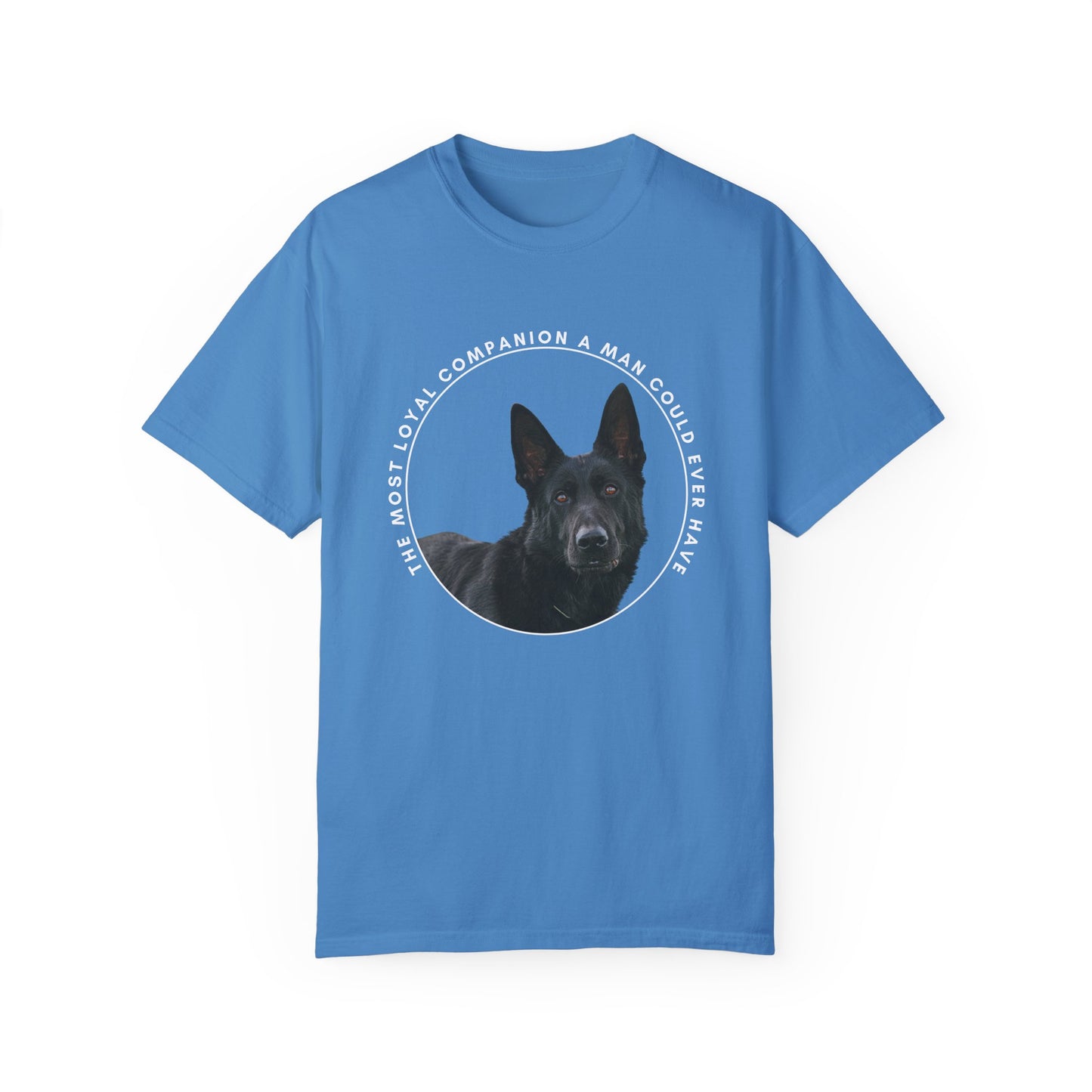 Unisex Dog Lover's T-Shirt With DDR German Shepherd and Quote The Most Loyal Companion a Man Could Ever Have