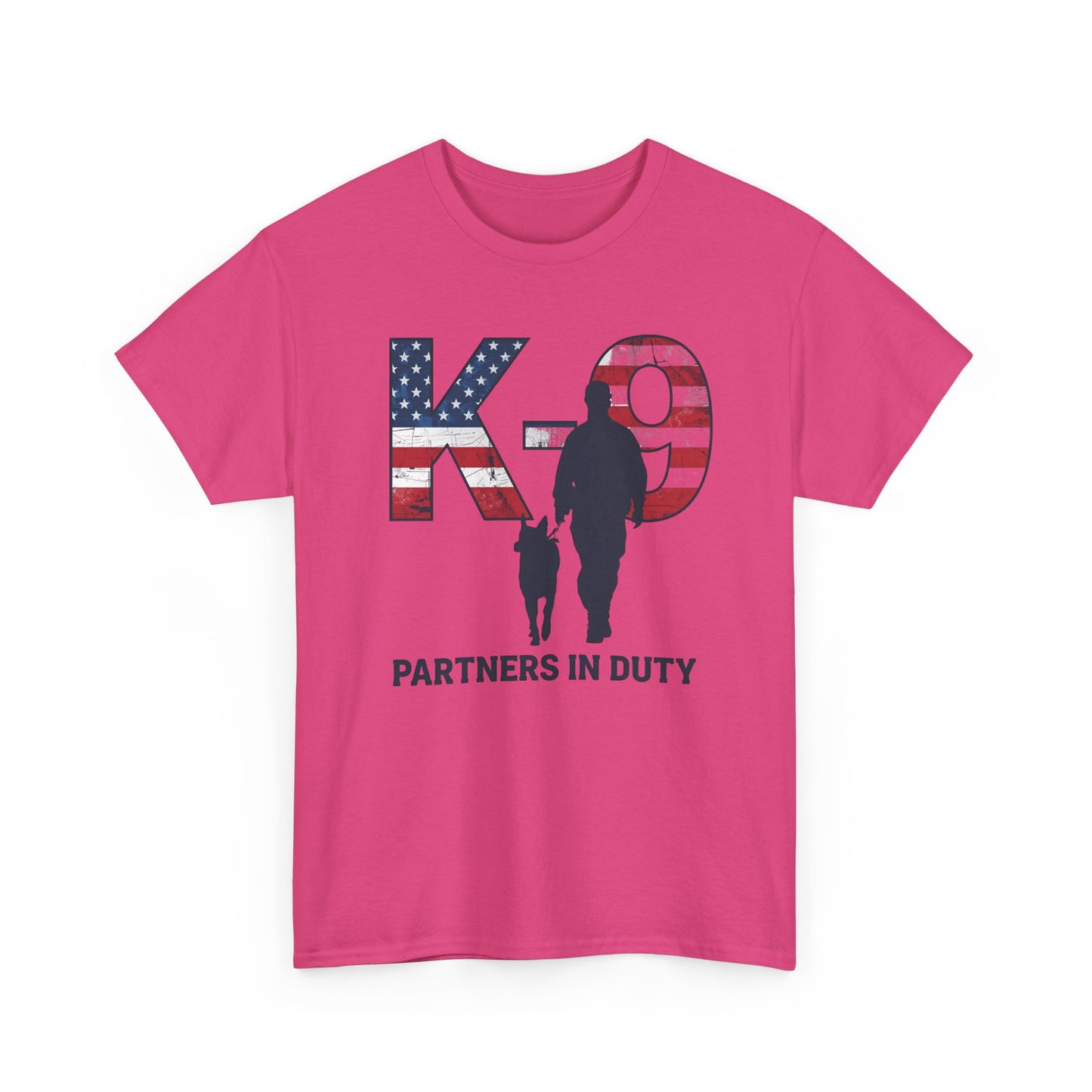 Patriotic K-9 T-Shirt - Partners in Duty Tee | Unisex Heavy Cotton Tee for Dog Lovers, Military Support, Gifts for Dog Handlers
