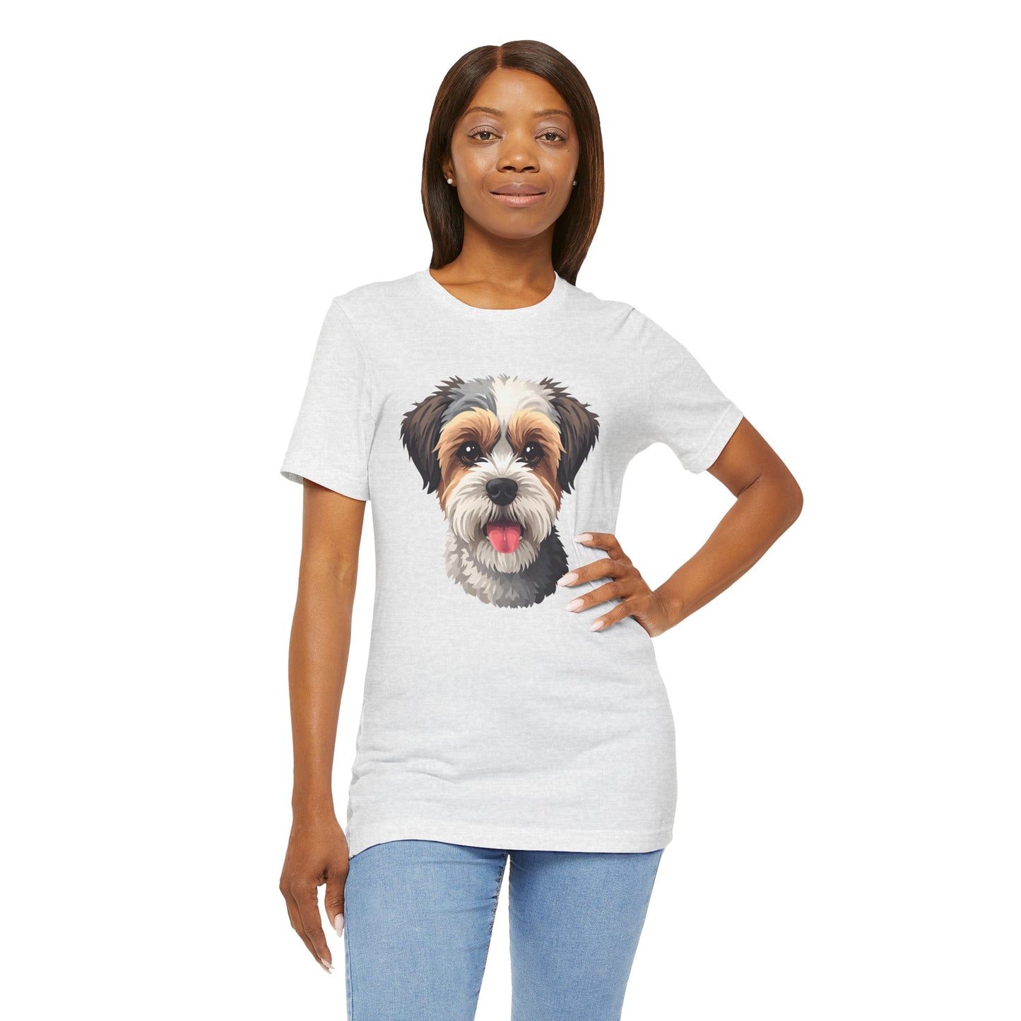 Unisex Dog Lover T-Shirt Featuring a 3D Design of Cute Fluffy Bichon Frise Mix | Gift for Dog Owners