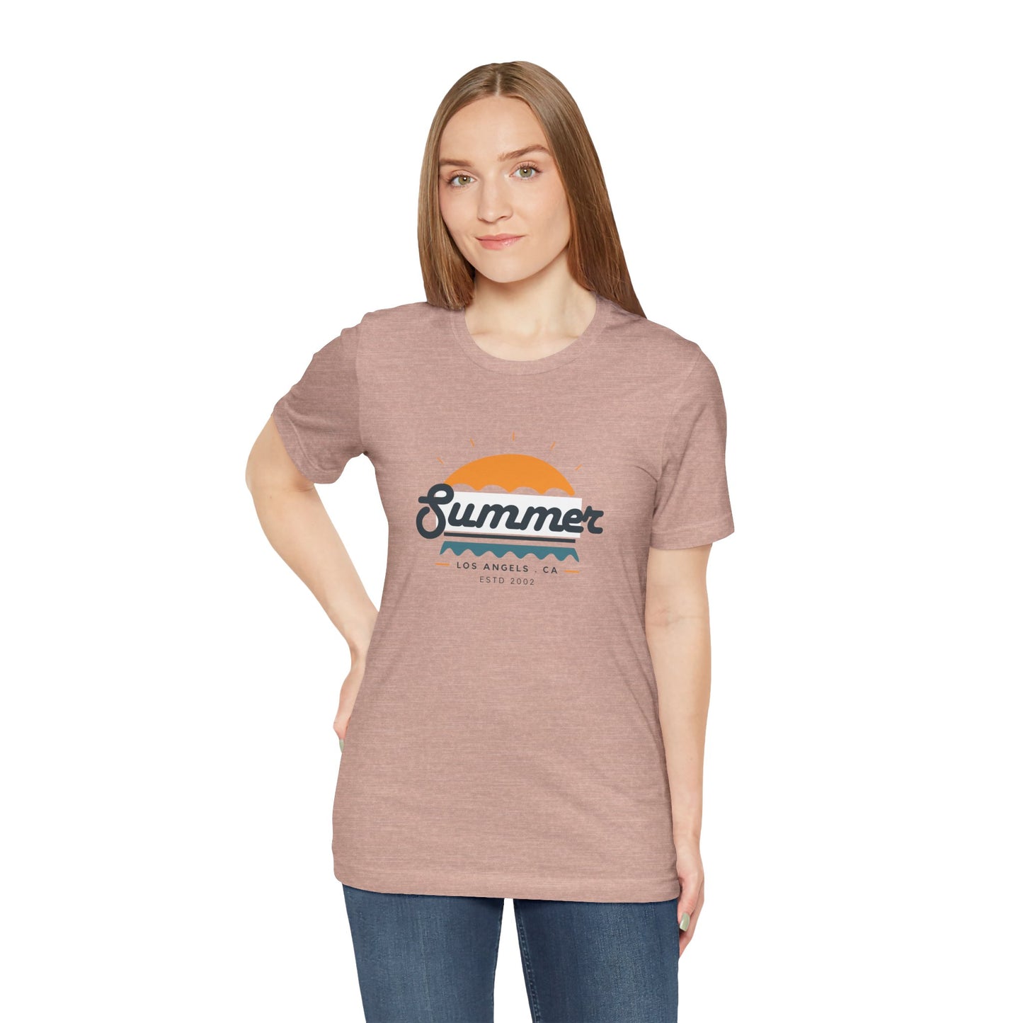 Summer Vibes Unisex Jersey Short Sleeve Tee, Beach Shirt, Casual Summer Wear, Gift for Friends, Coastal Adventure Top, LA Style Tee