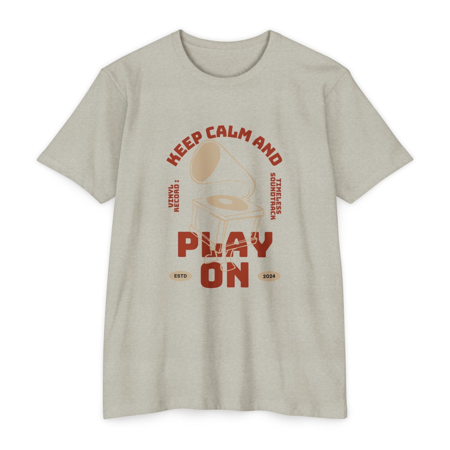 Retro Music Vibe T-Shirt, Unisex Tee, Gift for Music Lovers, Keep Calm and Play On Shirt, Casual Summer Wear, Music Themed Apparel