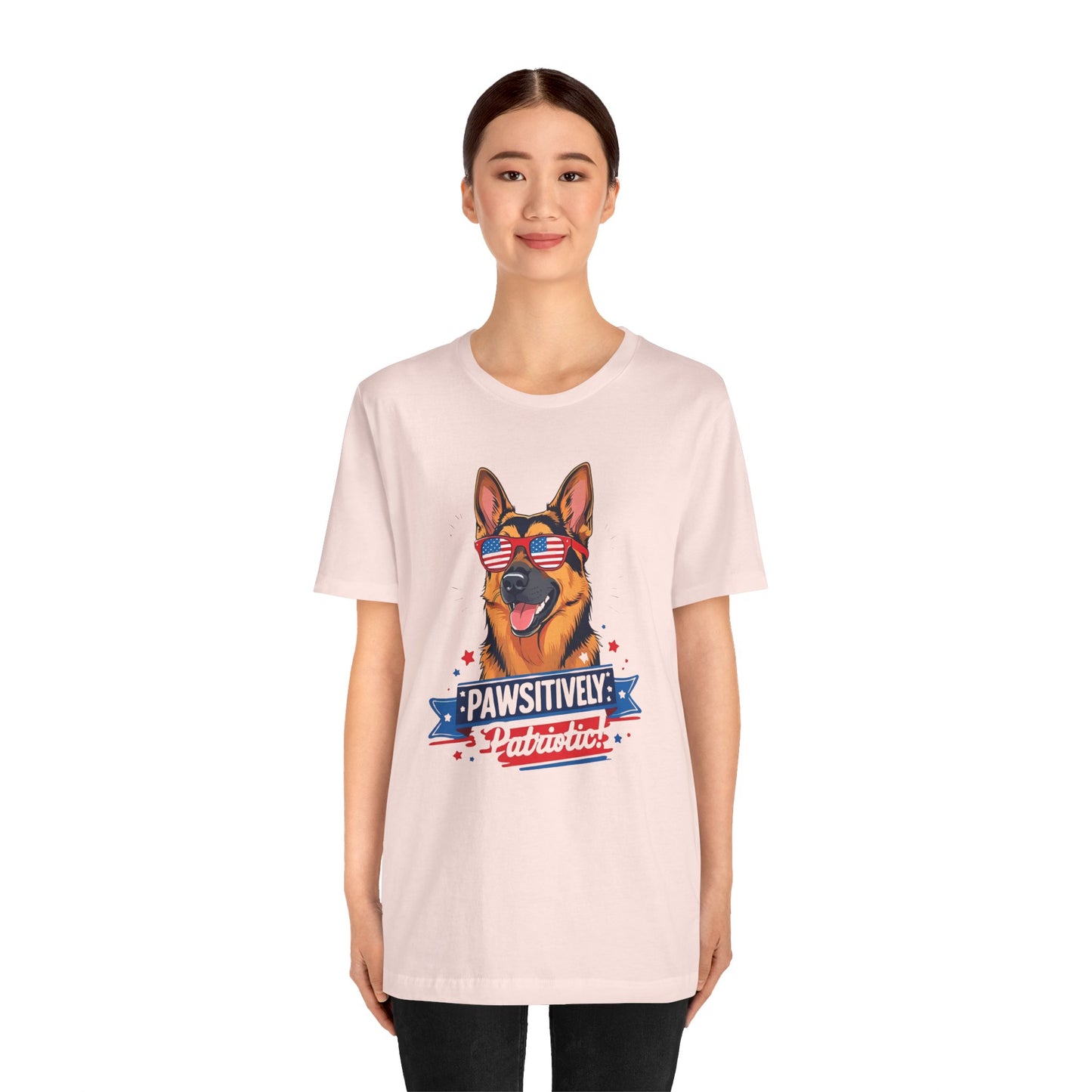 Pawsitively Patriotic German Shepherd Dog Tee, Unisex T-Shirt, Perfect for Summer Celebrations, Pet Lovers Gift, 4th of July Apparel