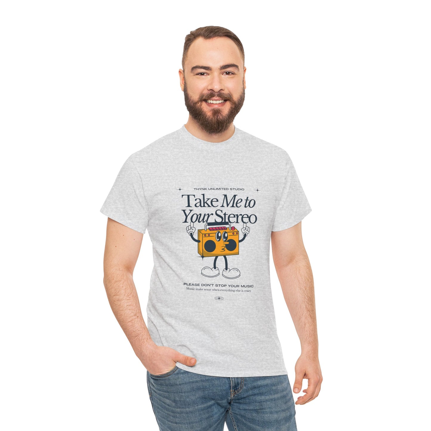 Retro Music Lover Tee - Take Me To Your Stereo, Vintage Style Shirt, Graphic T-Shirt, Unisex Cotton Top, Perfect Gift for Musicians, Summer Outfit