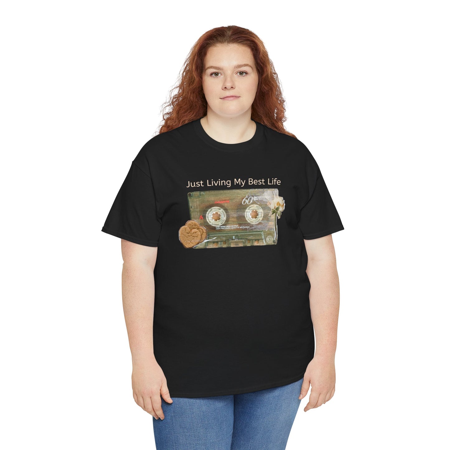 Just Living My Best Life Tee, Vintage Cassette T-Shirt, Casual Wear, Gift for Friends, Music Lover's Apparel