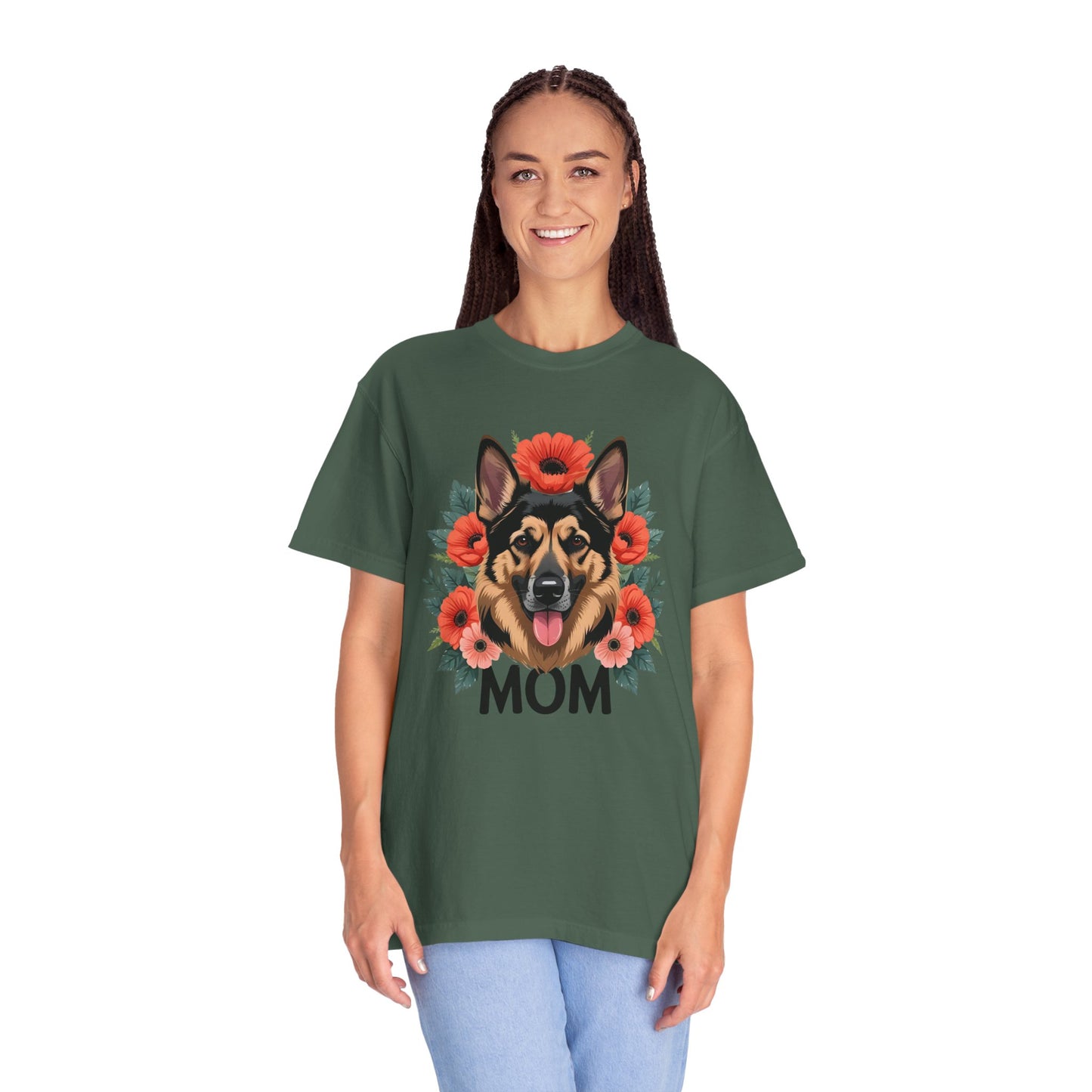Floral German Shepherd Dog Mom T-Shirt, Perfect Gift for Dog Lovers, Mother’s Day, Birthday, Casual Wear, Comfortable Everyday Tee