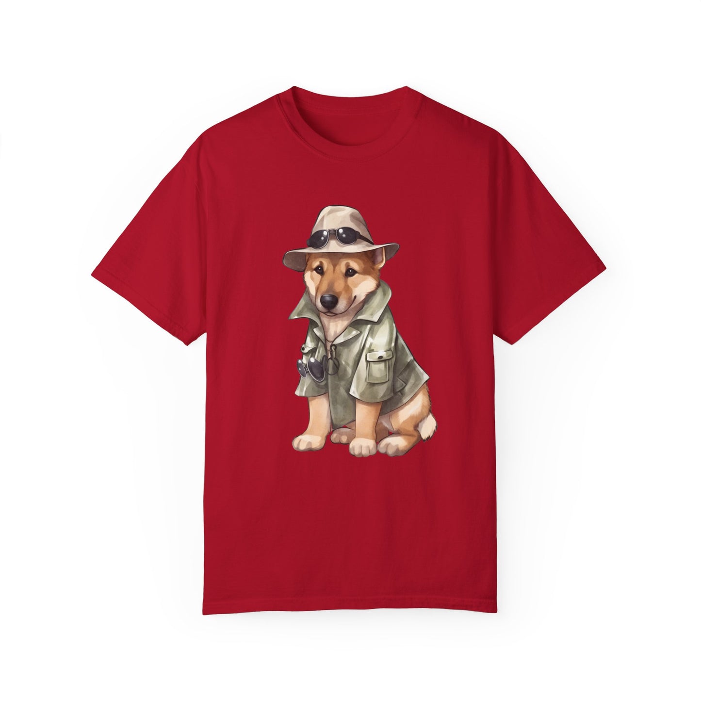Unisex Dog Lover T-Shirt With a Graphic of German Shepherd Wearing Detector's Hat and Costume