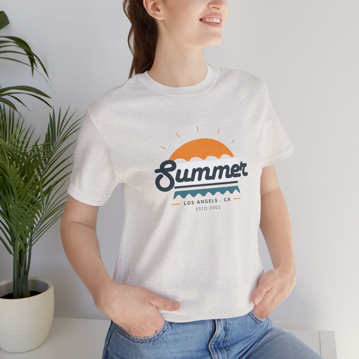 Summer Vibes Unisex Jersey Short Sleeve Tee, Beach Shirt, Casual Summer Wear, Gift for Friends, Coastal Adventure Top, LA Style Tee