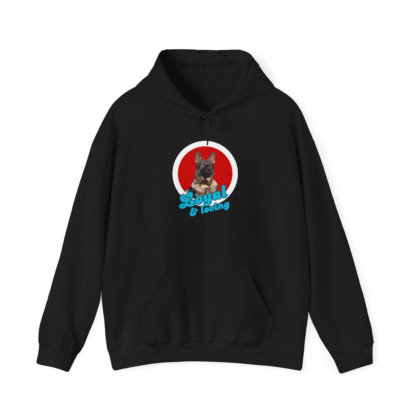 Unisex Dog Lover Hoodie With Close Up of Working Line German Shepherd and Caption Loyal & Loving