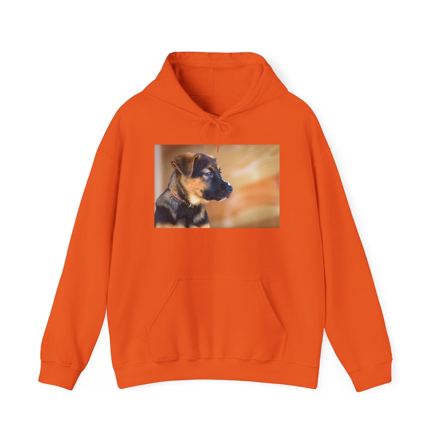 A Unisex Dog Lover Hoodie With a and Red German Shepherd Puppy With Floppy Ears