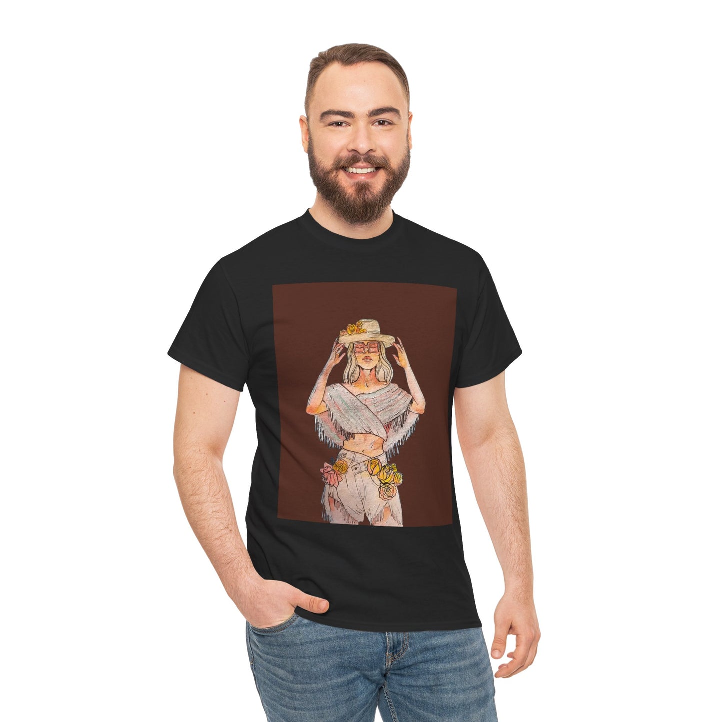 Bohemian Vibes Unisex Heavy Cotton Vintage Tee, Casual Wear, Summer Style Shirt, Gift for Her, Festival Outfit, Art-Inspired Apparel