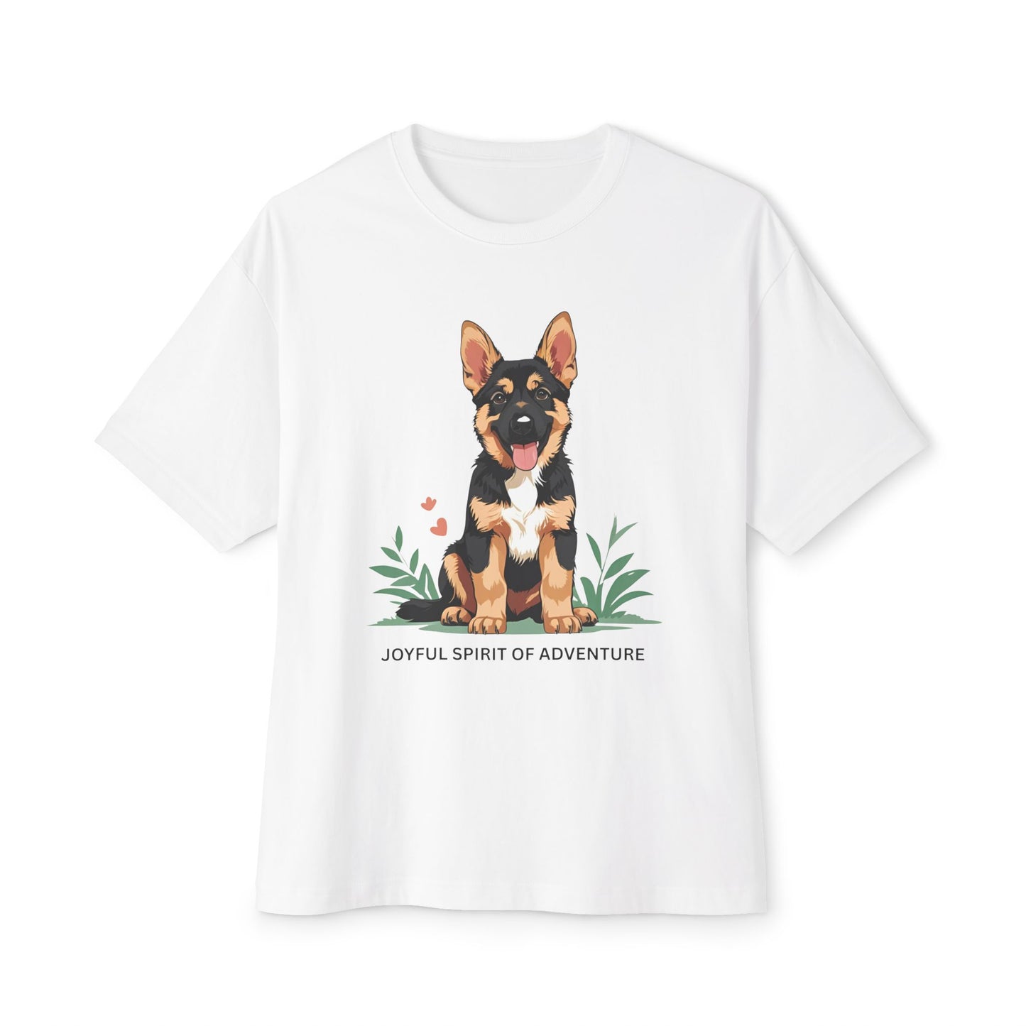 Joyful Spirit of Adventure German Shepherd Puppy Tee | Unisex Oversized Boxy T-Shirt, Pet Lover Gift, Animal Lover Apparel, Gift for Dog Owners